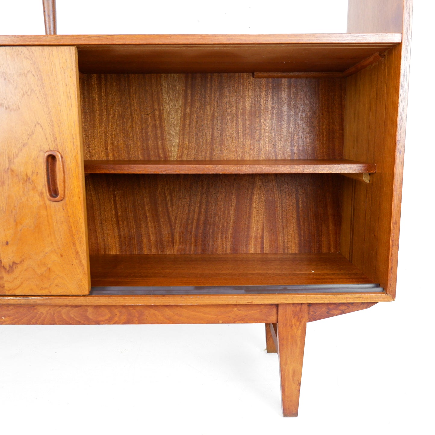 Mid Century Room Divider in Teak / Bookcase Shelving Unit with Cupboard