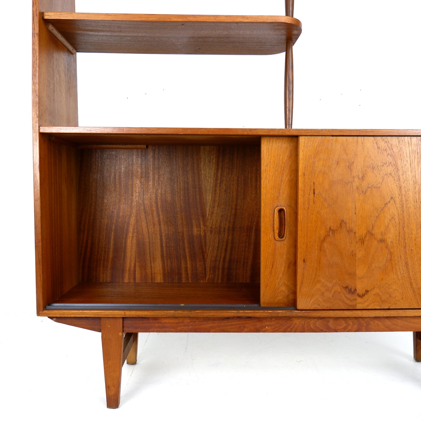 Mid Century Room Divider in Teak / Bookcase Shelving Unit with Cupboard
