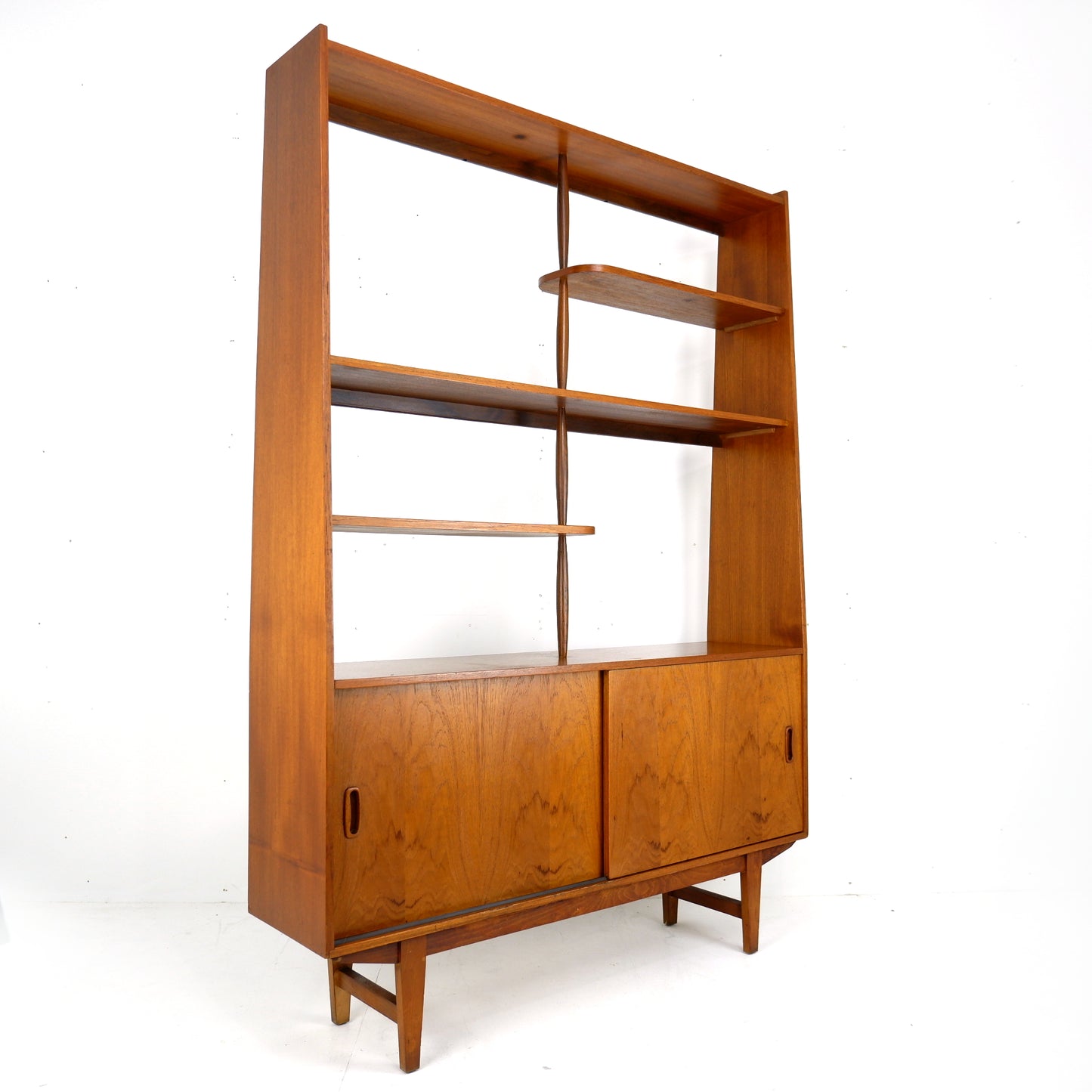 Mid Century Room Divider in Teak / Bookcase Shelving Unit with Cupboard