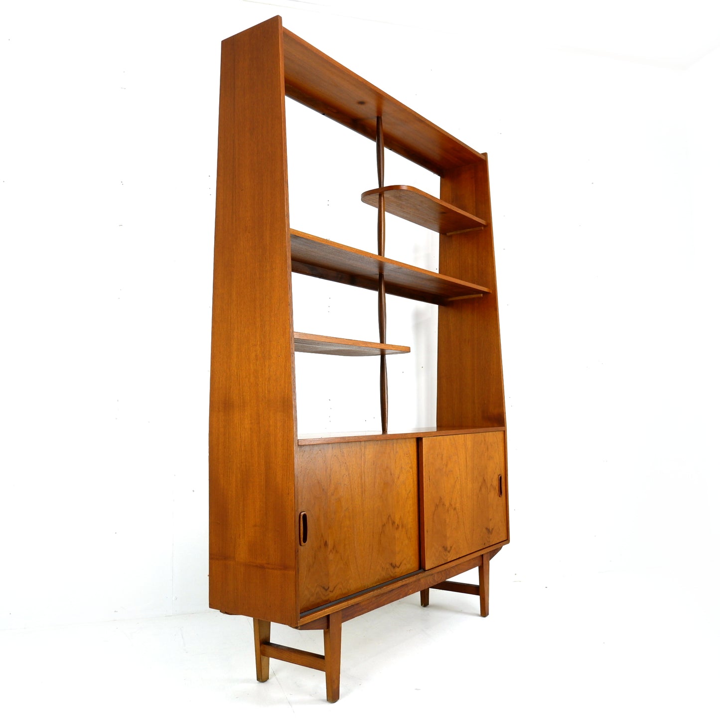 Mid Century Room Divider in Teak / Bookcase Shelving Unit with Cupboard