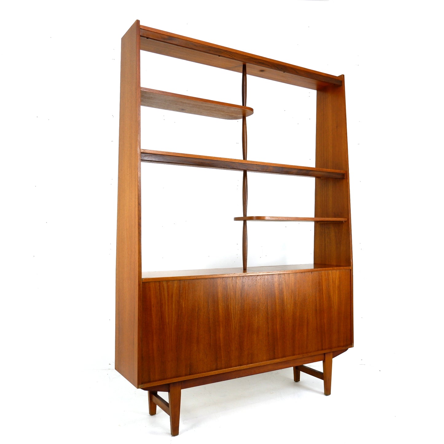 Mid Century Room Divider in Teak / Bookcase Shelving Unit with Cupboard