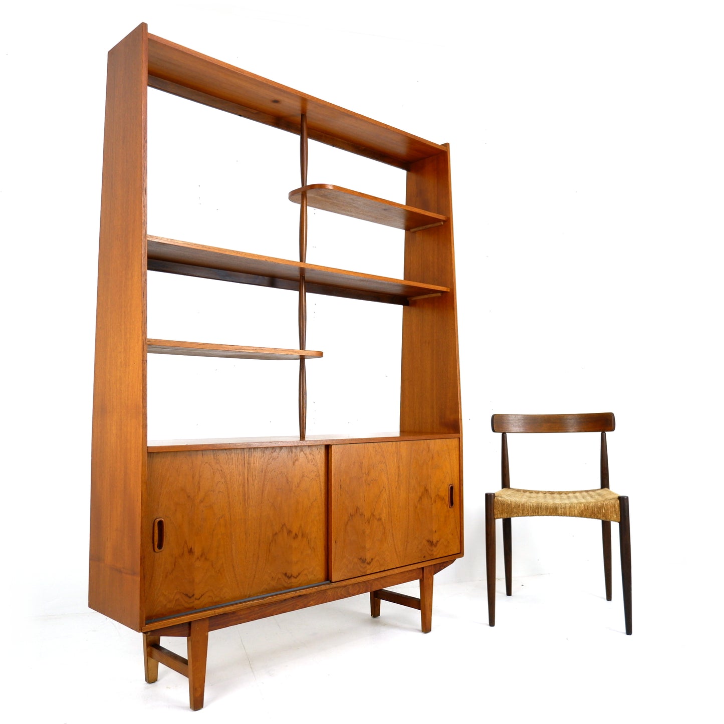 Mid Century Room Divider in Teak / Bookcase Shelving Unit with Cupboard