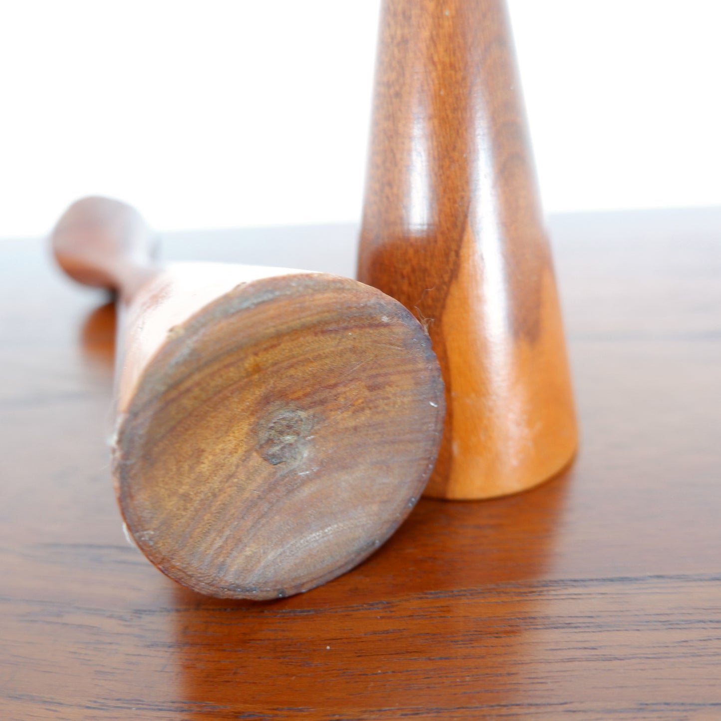 Mid Century Wooden Teak Candlesticks - Danish Influence - Vintage