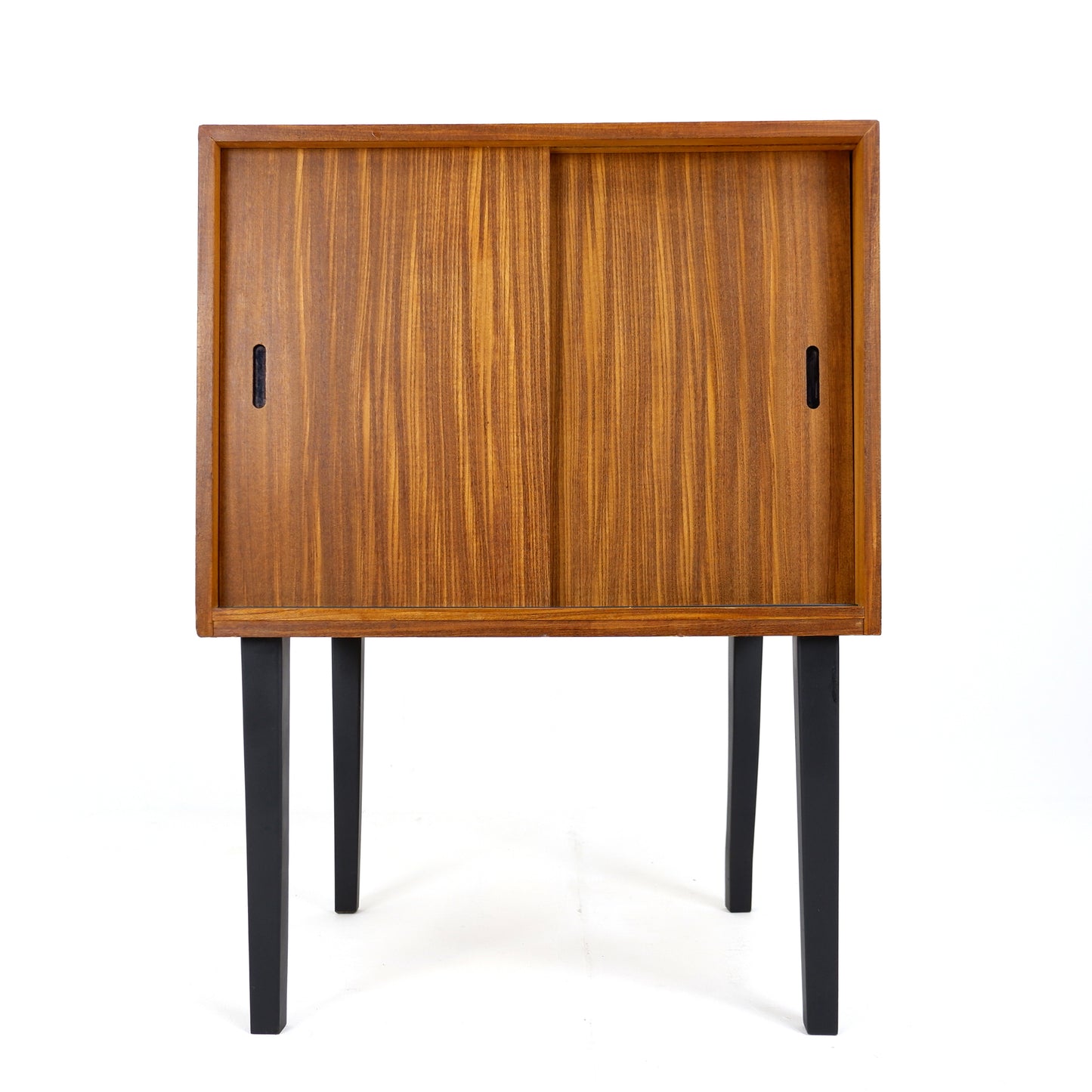 Mid Century Teak Record Cabinet on Black Legs