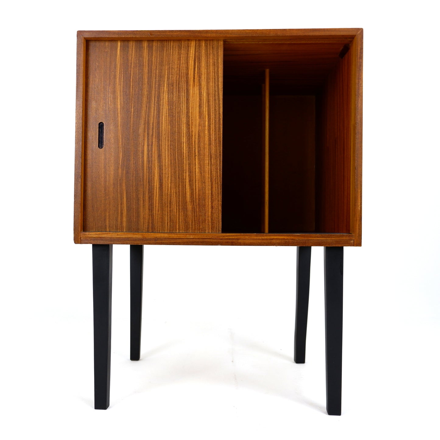 Mid Century Teak Record Cabinet on Black Legs