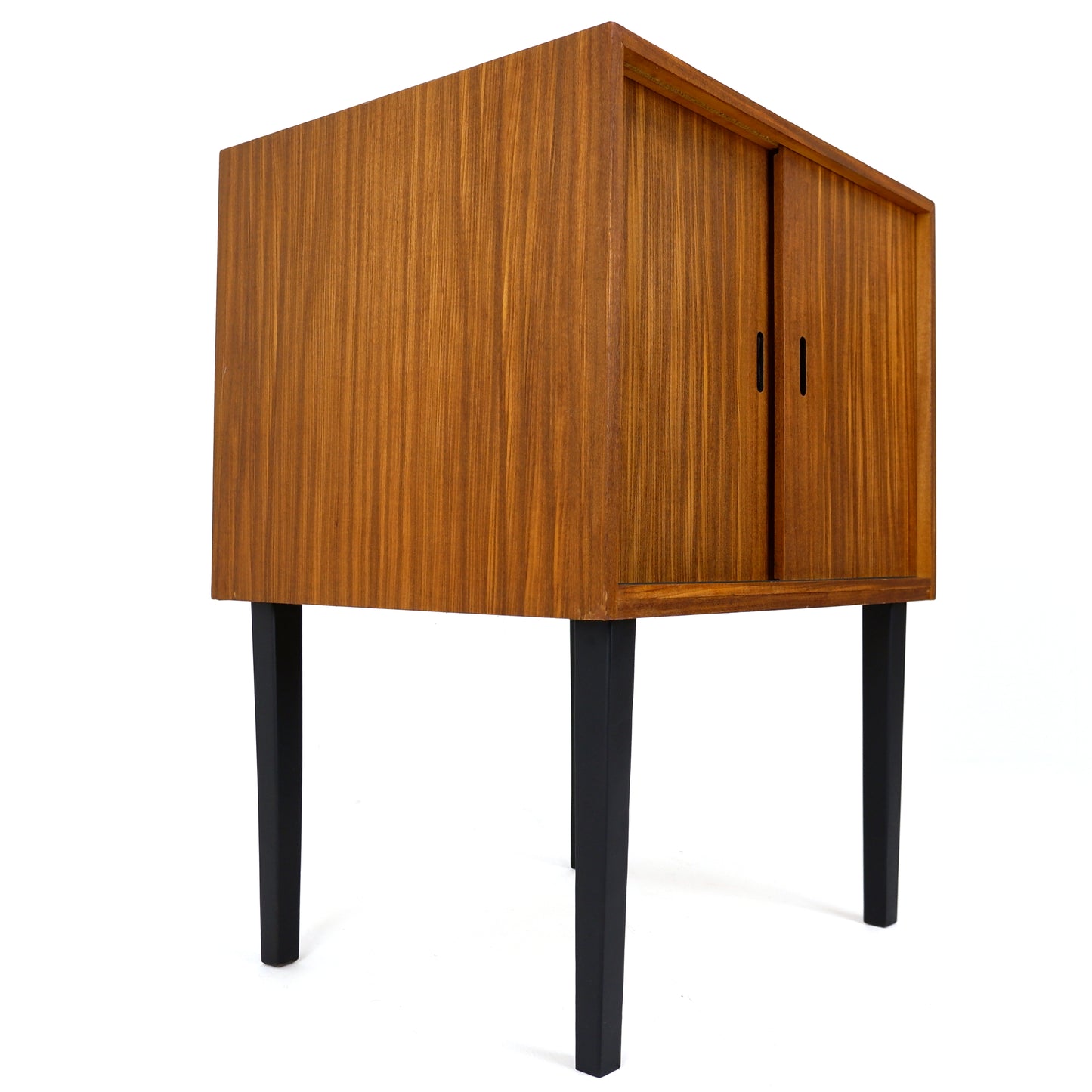 Mid Century Teak Record Cabinet on Black Legs