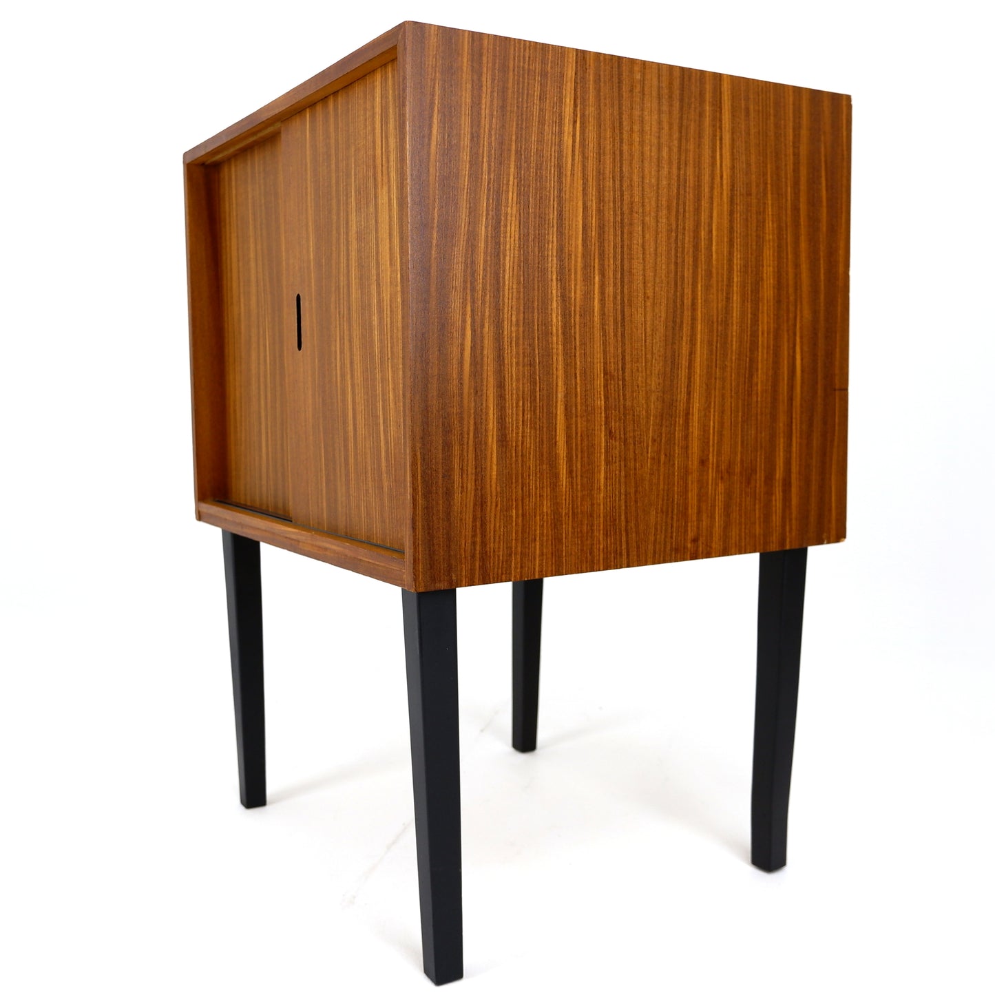 Mid Century Teak Record Cabinet on Black Legs