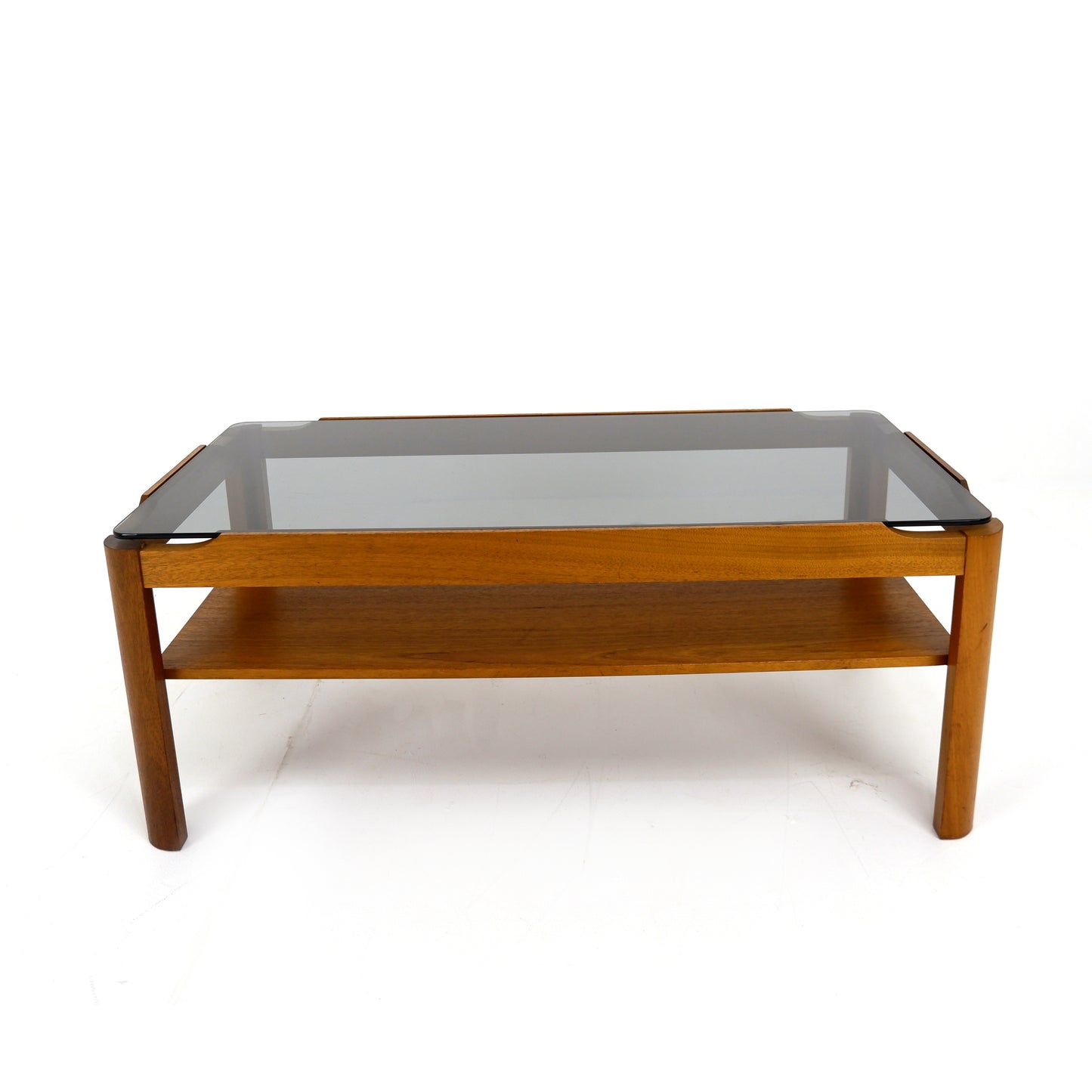 Mid Century MYER Teak and Smoked Glass Coffee Table - Vintage Furniture