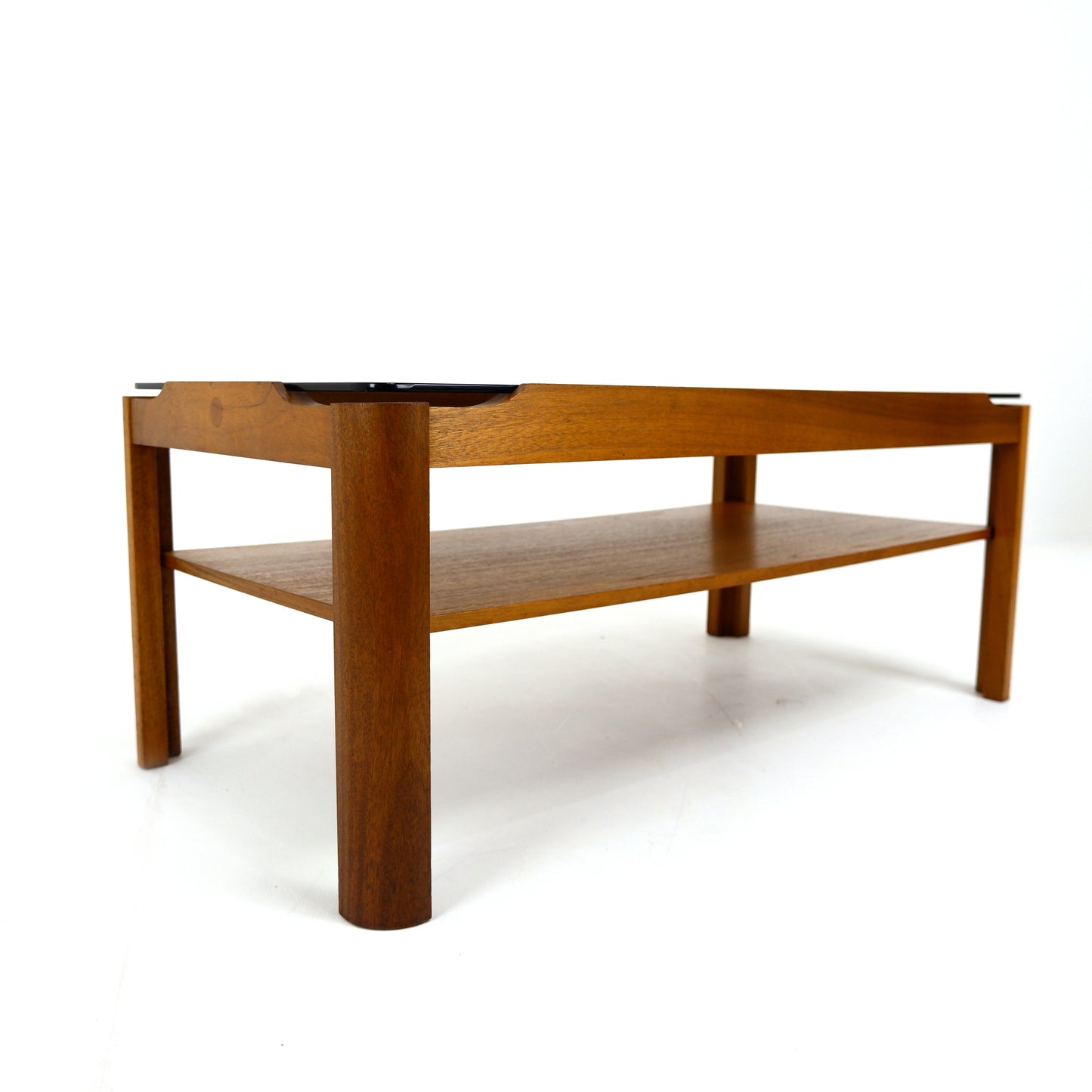 Mid Century MYER Teak and Smoked Glass Coffee Table - Vintage Furniture
