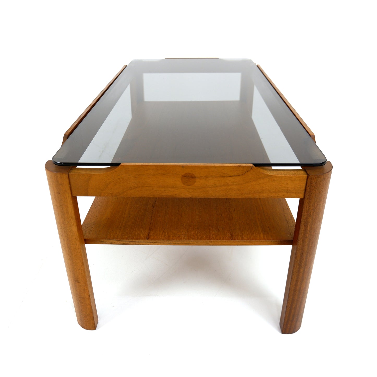 Mid Century MYER Teak and Smoked Glass Coffee Table - Vintage Furniture