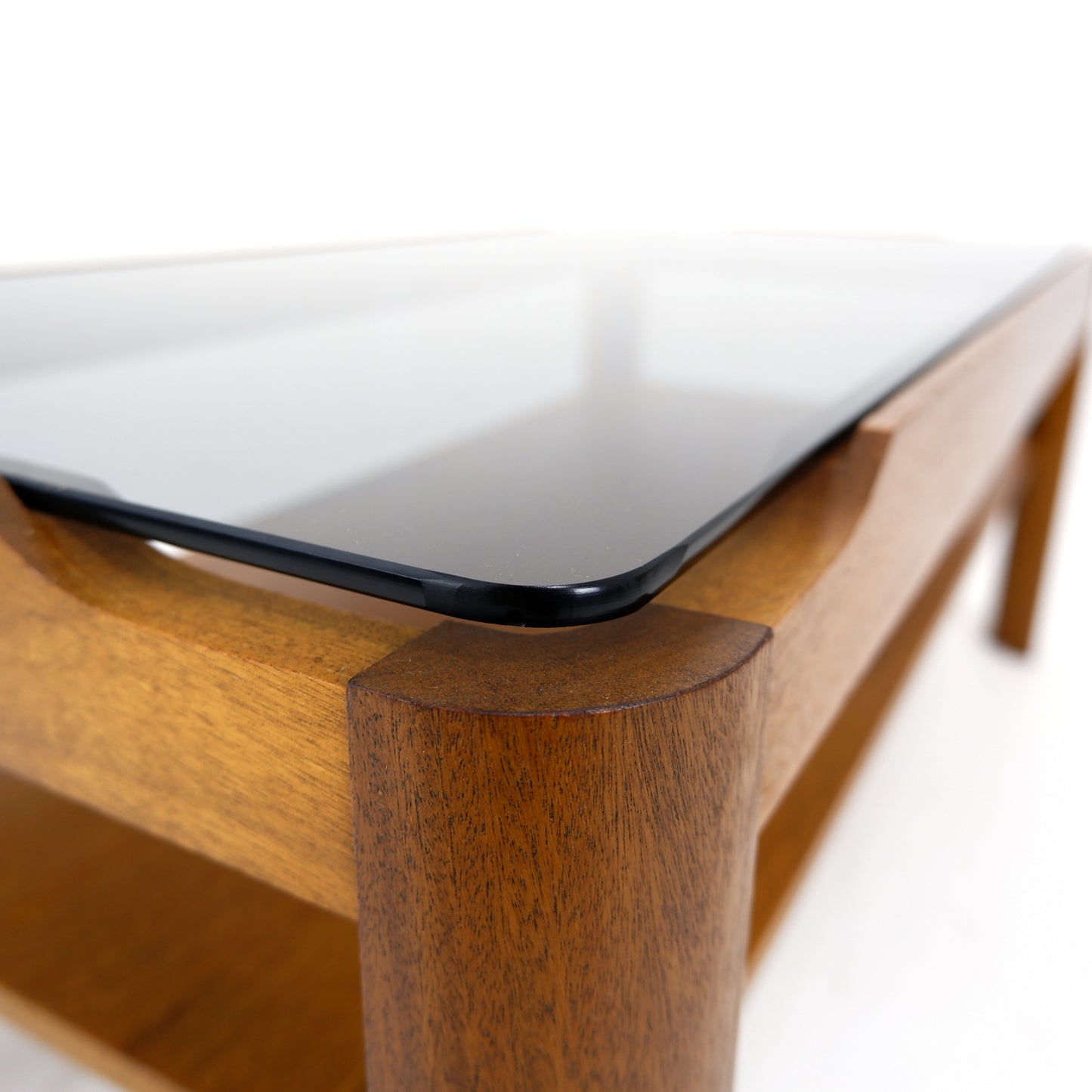 Mid Century MYER Teak and Smoked Glass Coffee Table - Vintage Furniture