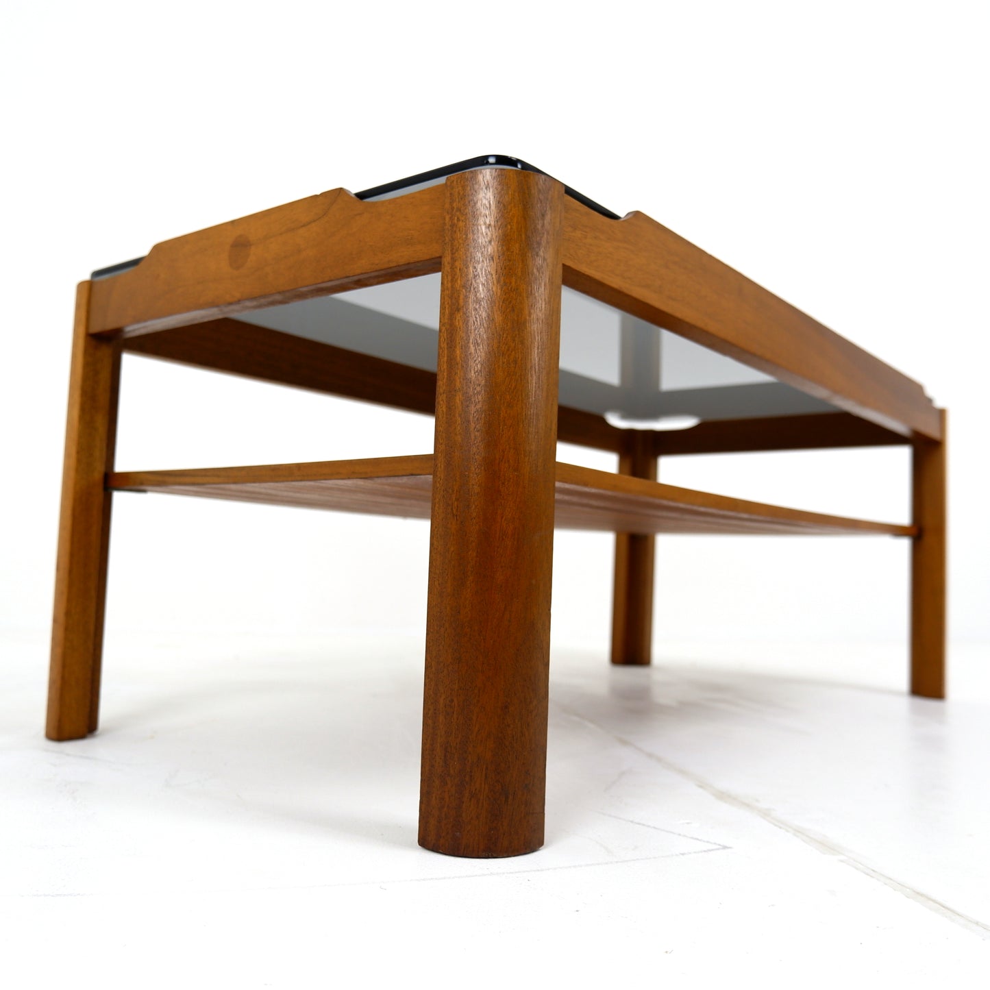 Mid Century MYER Teak and Smoked Glass Coffee Table - Vintage Furniture
