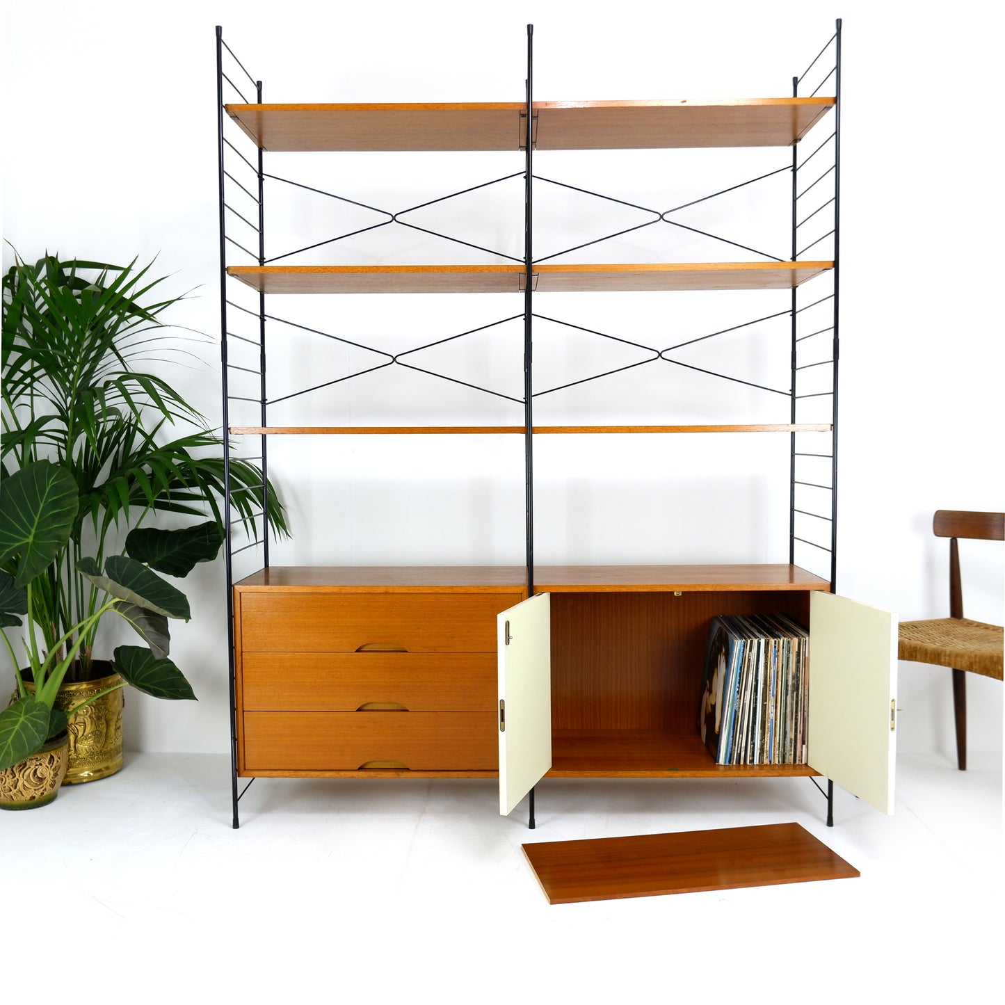 Mid Century WHB Regal String Shelving System - Cocktail/Drinks Cabinet & Drawers with Bookcase