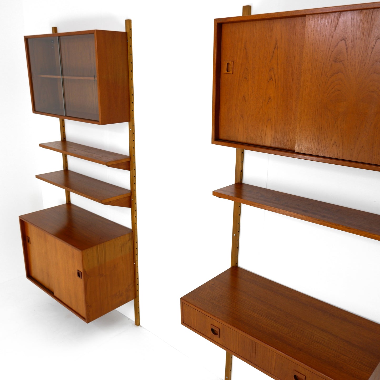 Danish Modern PS System Shelving Unit in Teak - Modular Desk and Cabinets with Bookcase Shelves