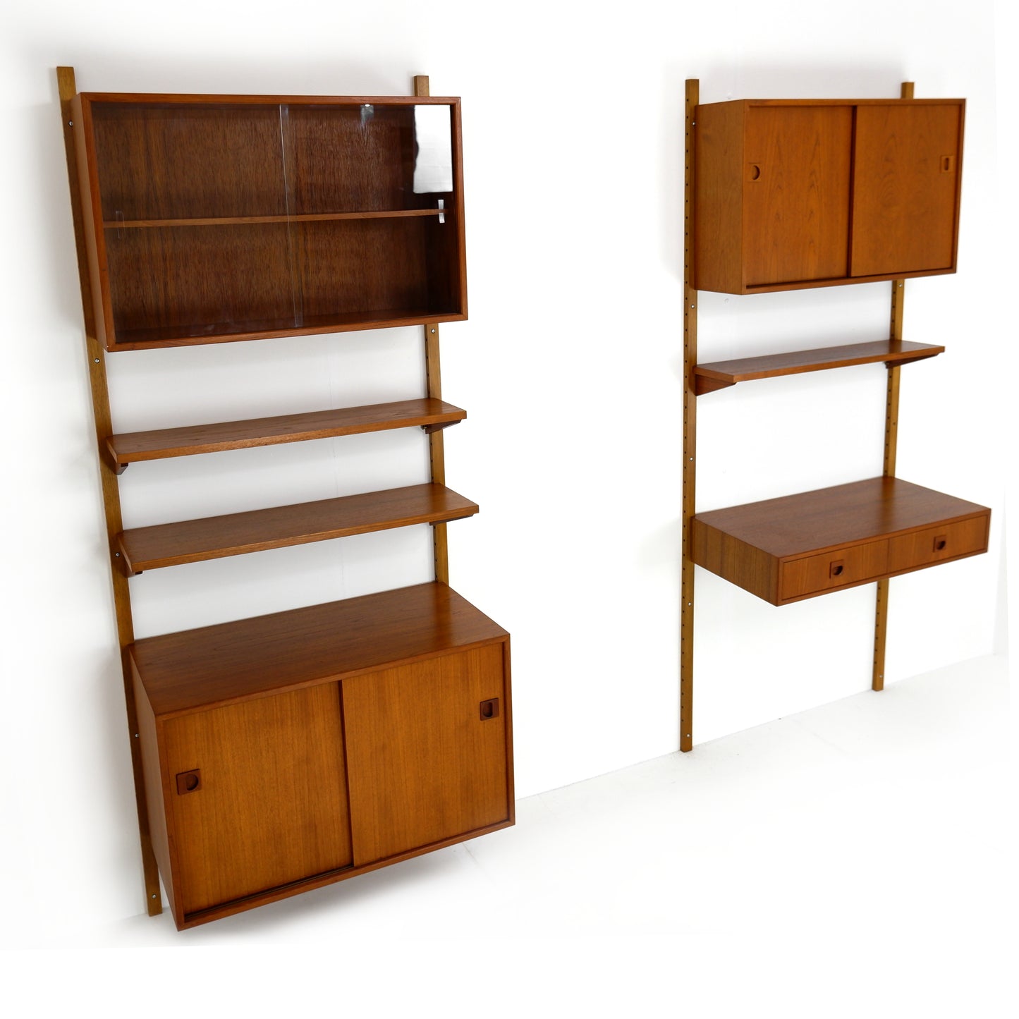 Danish Modern PS System Shelving Unit in Teak - Modular Desk and Cabinets with Bookcase Shelves