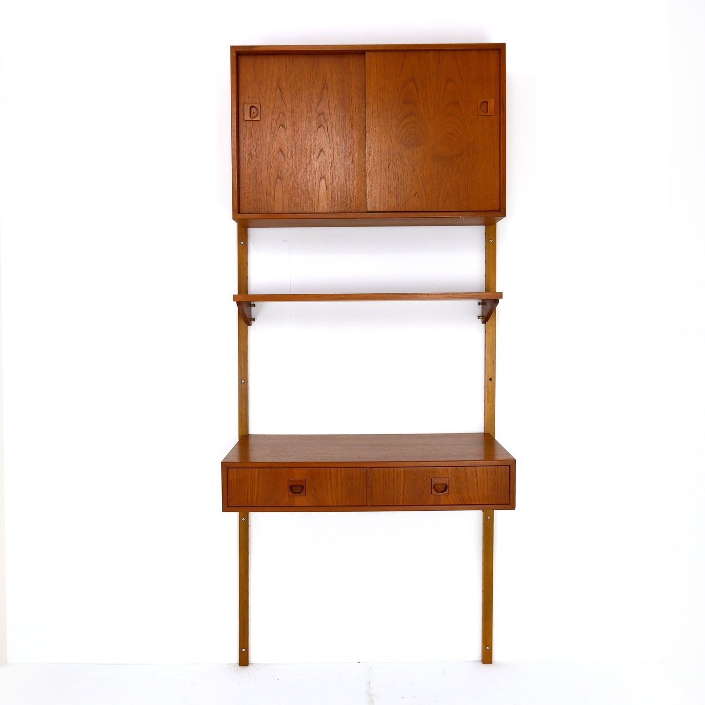 Danish Modern PS System Shelving Unit in Teak - Modular Desk and Cabinets with Bookcase Shelves