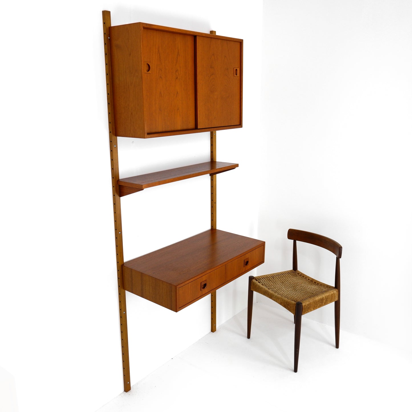 Danish Modern PS System Shelving Unit in Teak - Modular Desk and Cabinets with Bookcase Shelves
