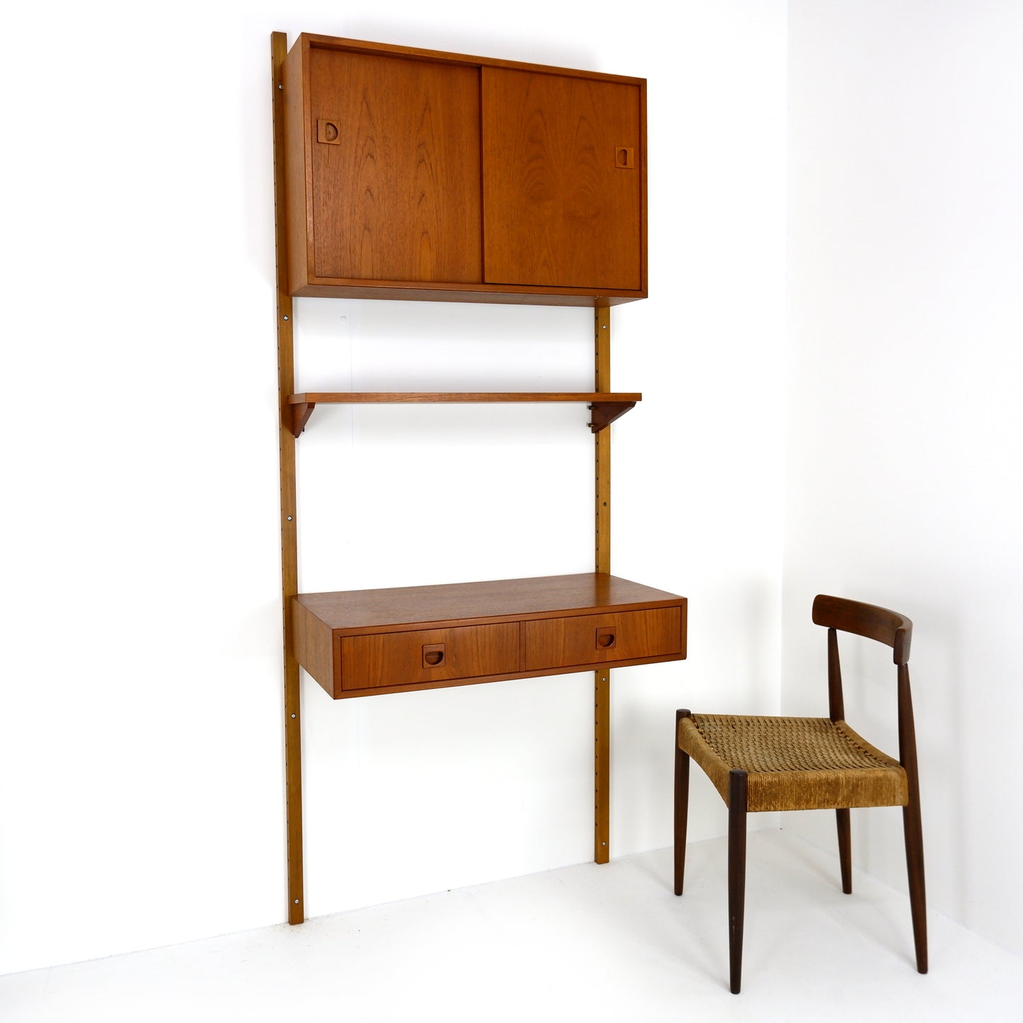 Danish Modern PS System Shelving Unit in Teak - Modular Desk and Cabinets with Bookcase Shelves