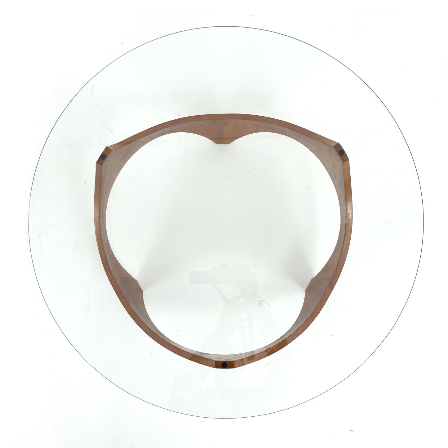 Mid Century Henry P. Glass Biomorphic Coffee Table - Circular Bent Ply/Teak and Glass