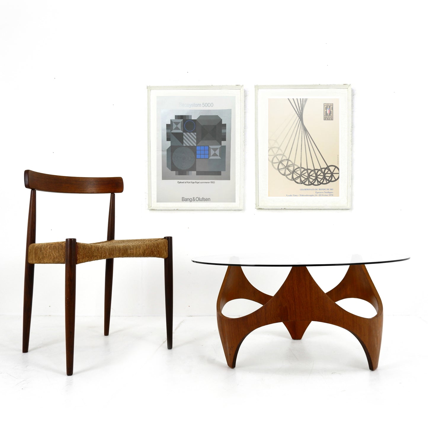 Mid Century Henry P. Glass Biomorphic Coffee Table - Circular Bent Ply/Teak and Glass