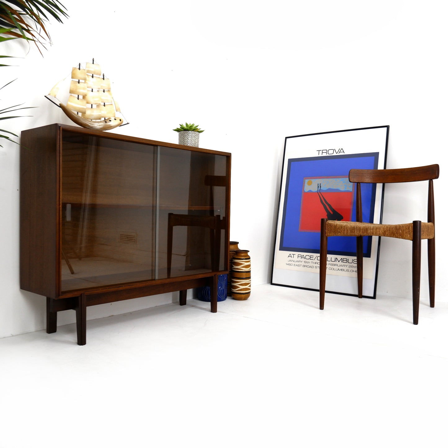 Mid Century Rosewood Glass Fronted Cabinet / Bookcase by Robert Heritage for Beaver & Tapley