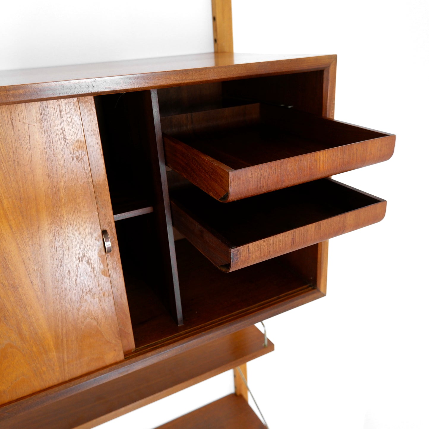 Poul Cadovius Danish Royal System Shelving Wall Unit in Teak - Cocktail/Drinks Cabinet with Bookcase Shelves