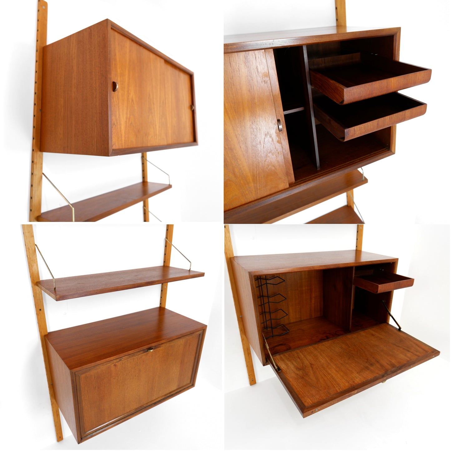 Poul Cadovius Danish Royal System Shelving Wall Unit in Teak - Cocktail/Drinks Cabinet with Bookcase Shelves
