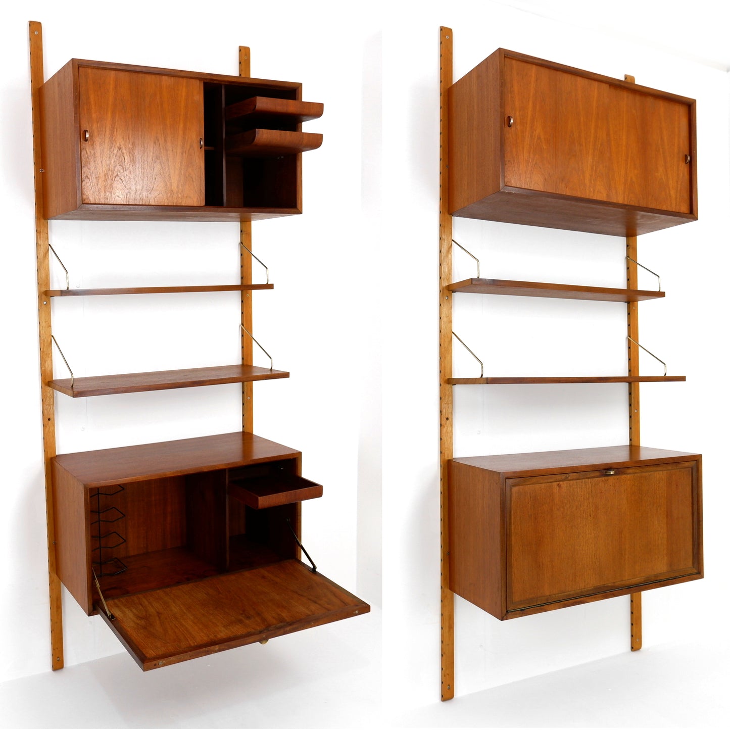 Poul Cadovius Danish Royal System Shelving Wall Unit in Teak - Cocktail/Drinks Cabinet with Bookcase Shelves