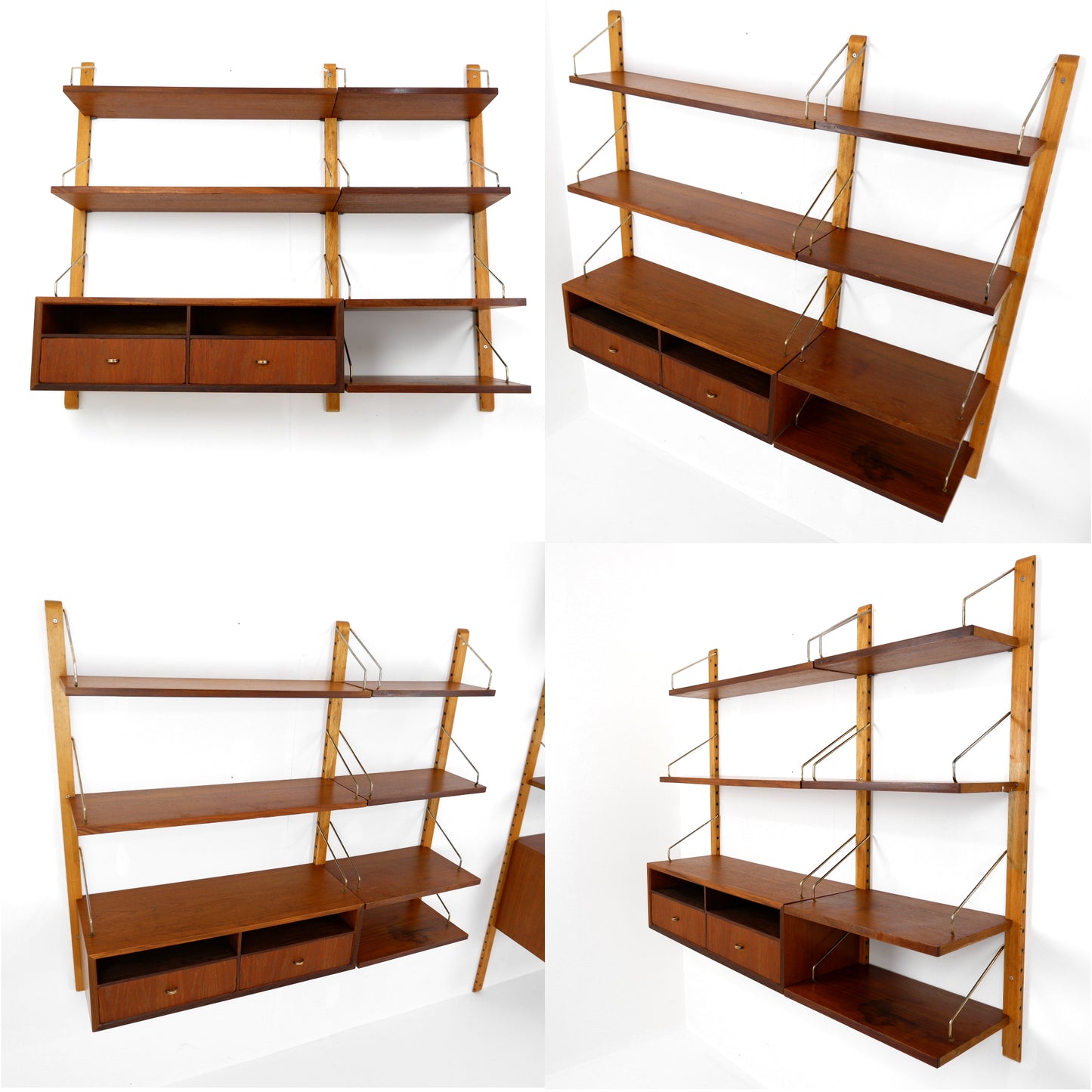 Poul Cadovius Danish Royal System Shelving Wall Unit in Teak - Cocktail/Drinks Cabinet with Bookcase Shelves