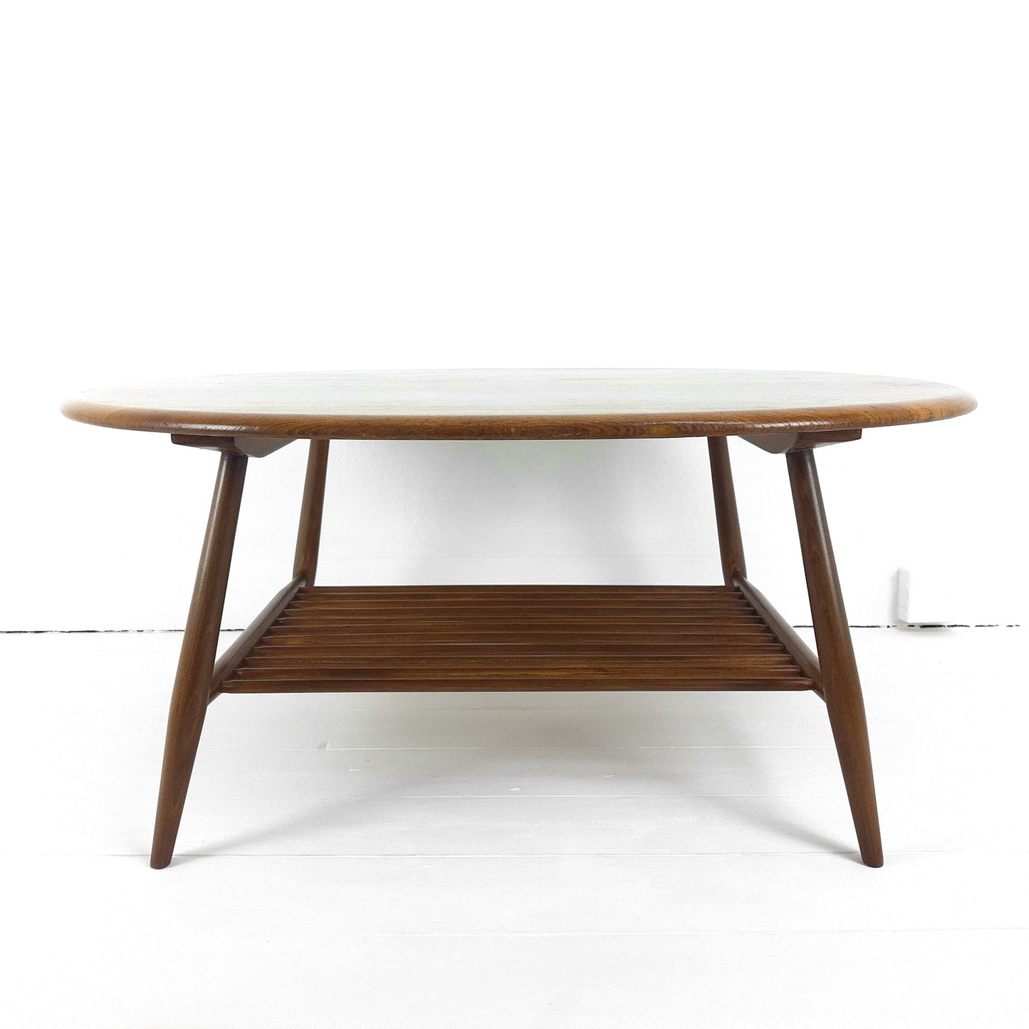 Vintage Ercol Oval Coffee Table with Magazine Rack n.o. 454 Light