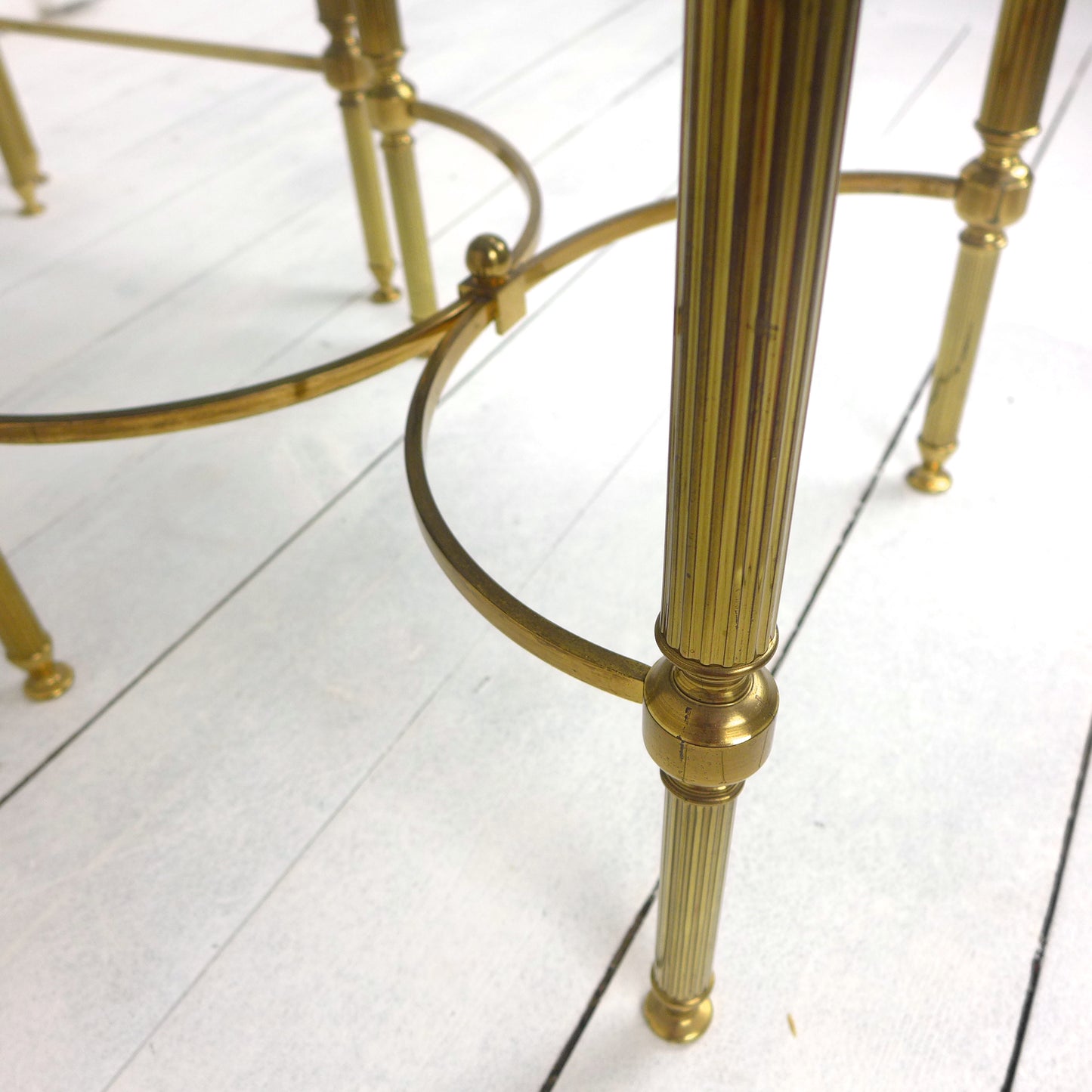 Mid Century Brass & Glass Nest of Tables by Maison Jansen