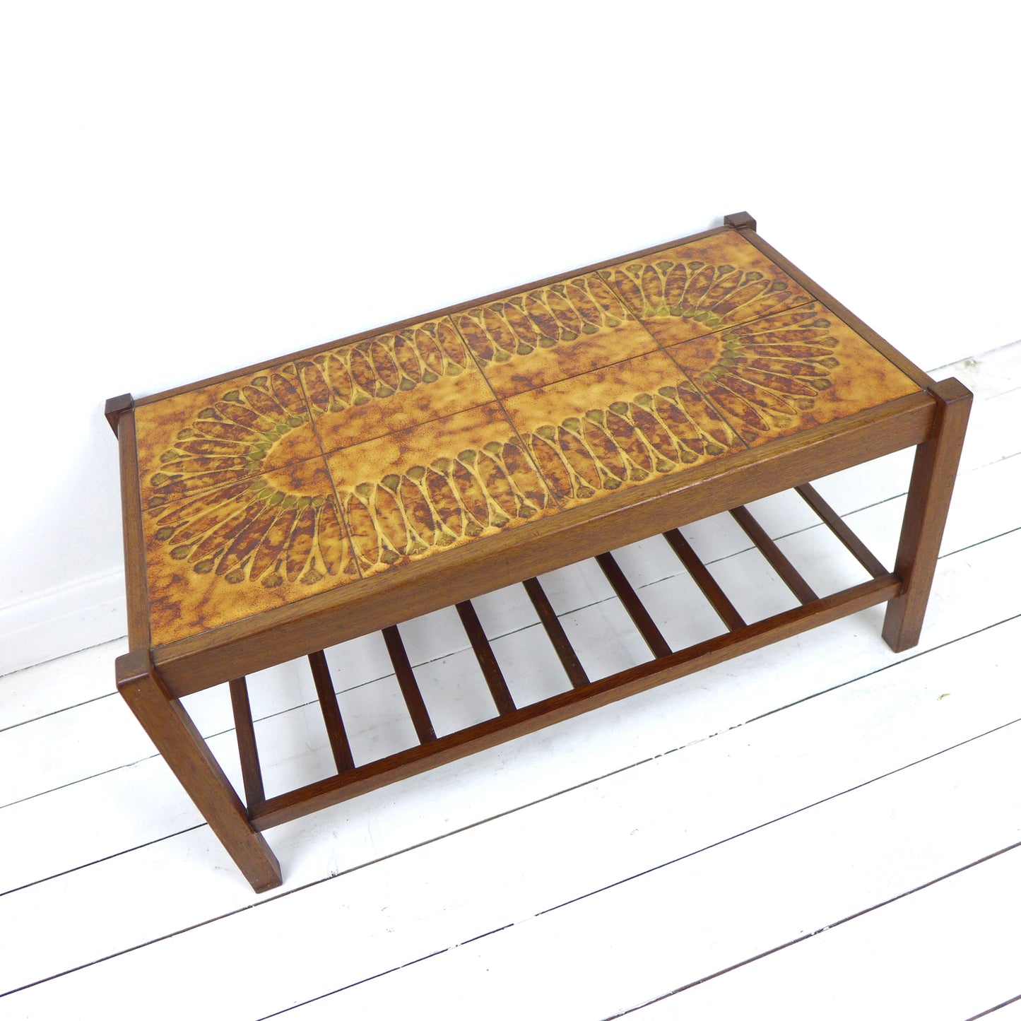 Mid Century Tile Top Teak Coffee Table