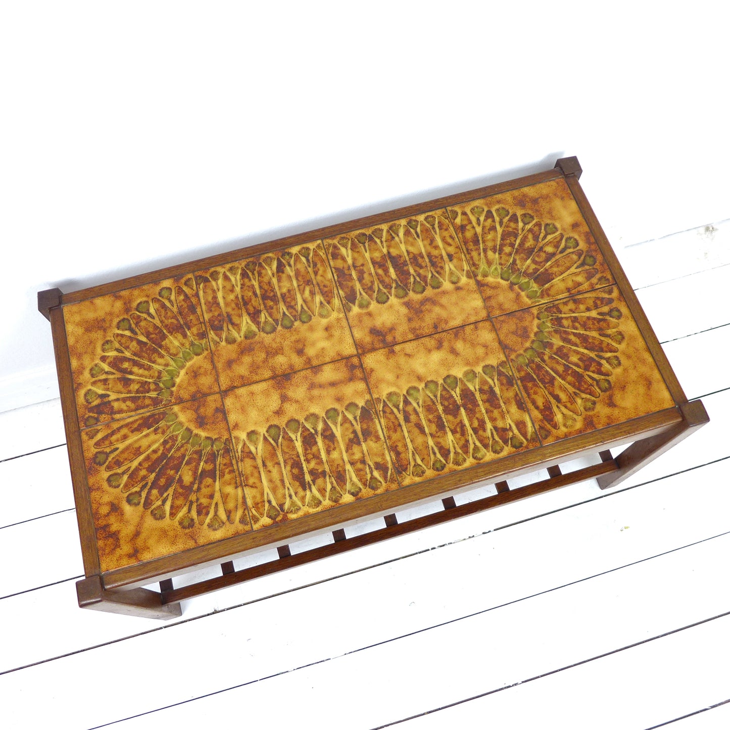 Mid Century Tile Top Teak Coffee Table