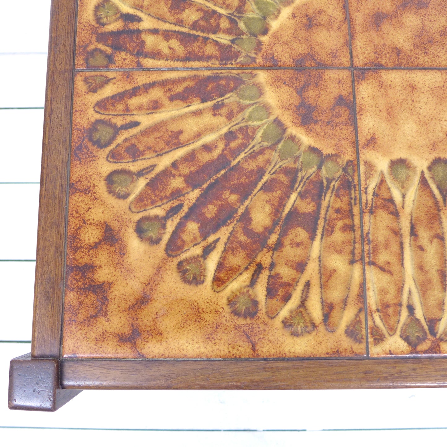 Mid Century Tile Top Teak Coffee Table