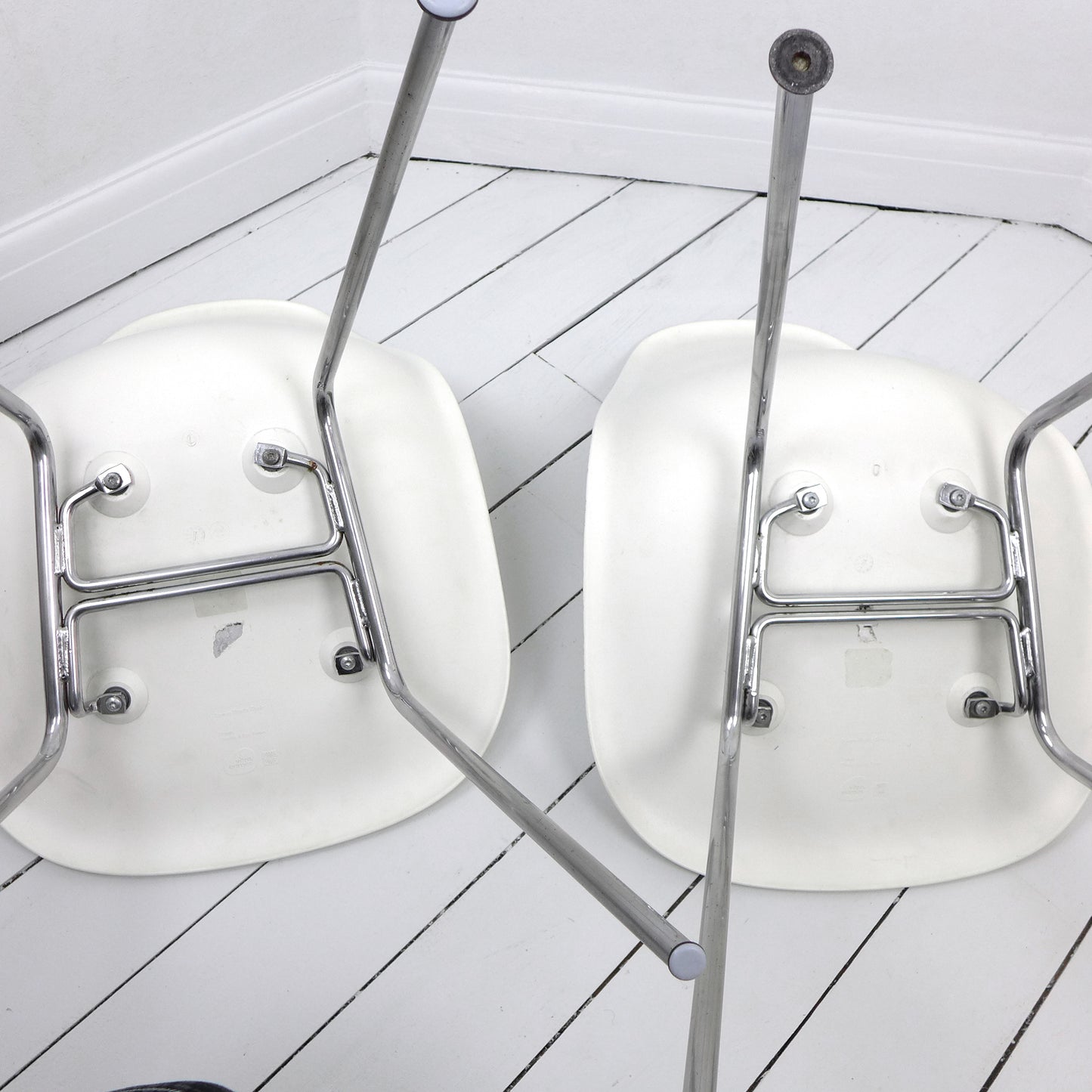Pair of Eames Plastic Side Chair DSX White circa 2008
