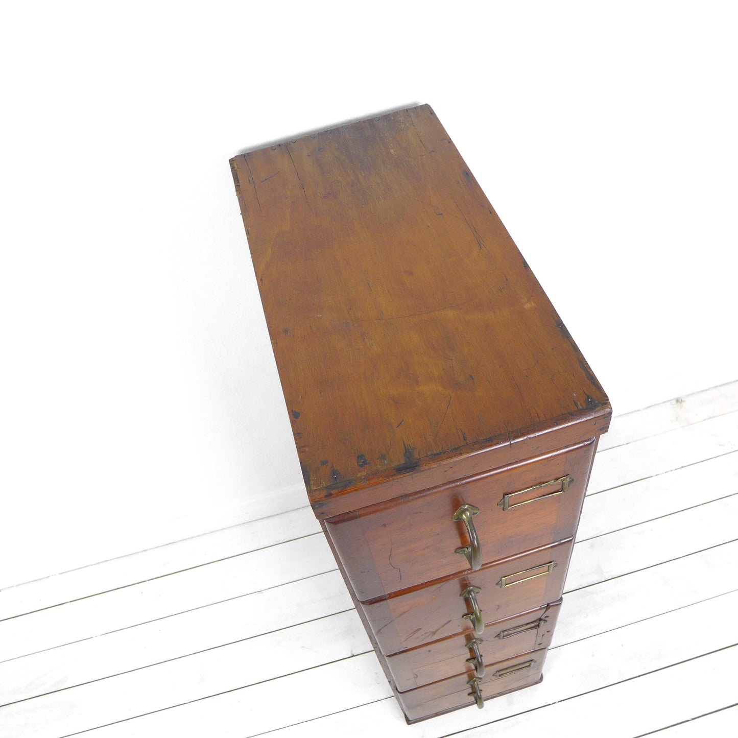 Vintage Industrial Wooden 3 Drawer Filing Cabinet / Chest of Drawers