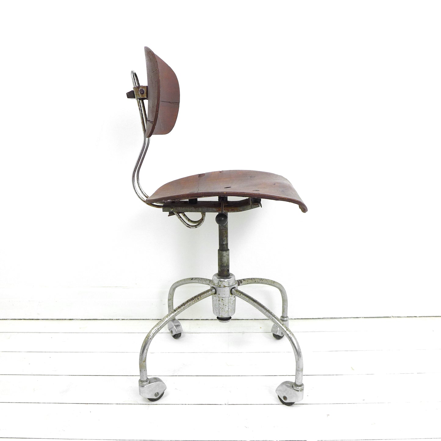 Vintage Industrial Desk Chair - Mid Century Machinist Swivel Chair
