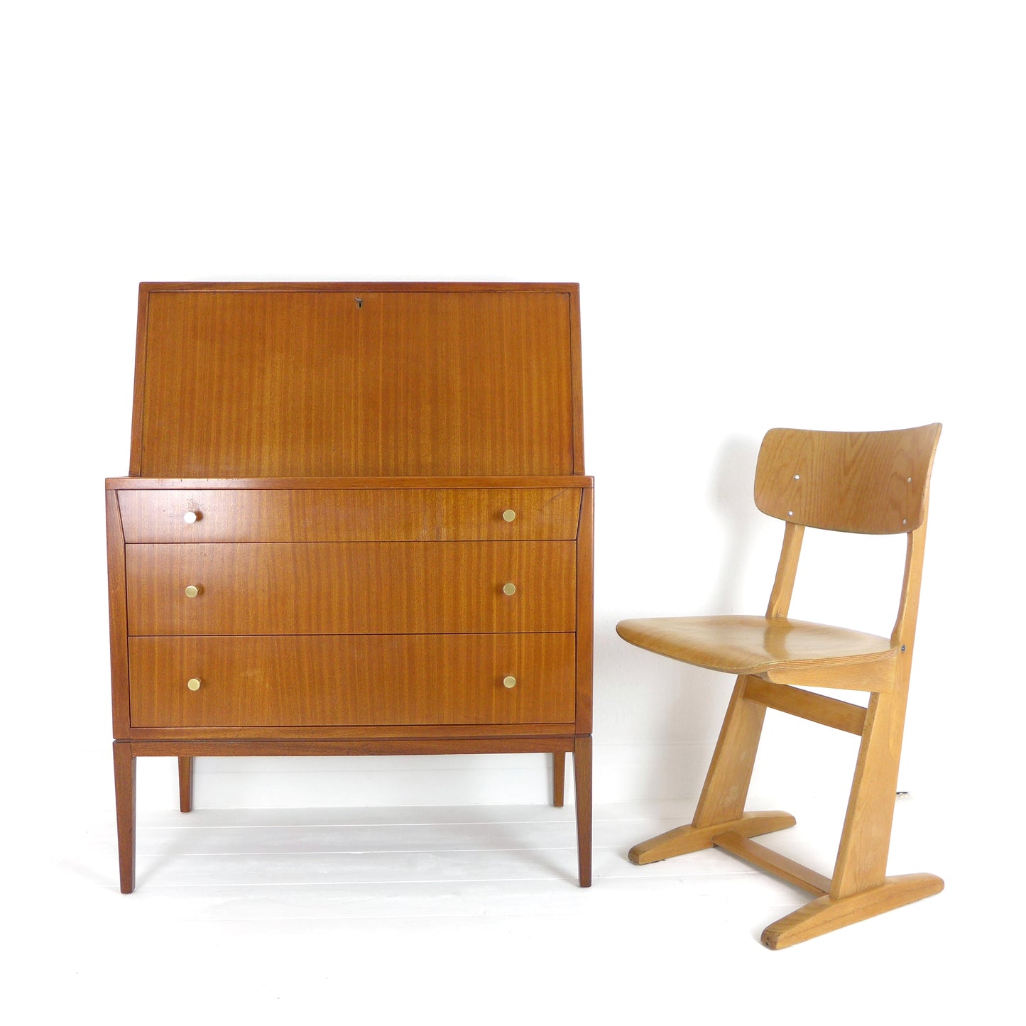 Mid Century Desk / Bureau with Leather Writing Slope - Possibly by Richard Hornby