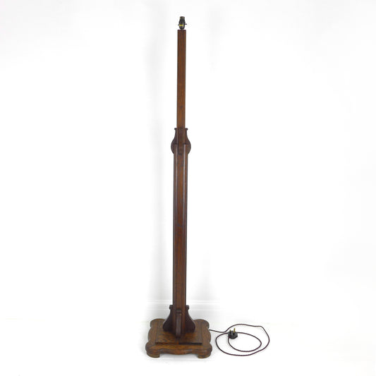 Refurbished Arts & Crafts / Art Nouveau Oak Floor Lamp / Standard Lamp Base
