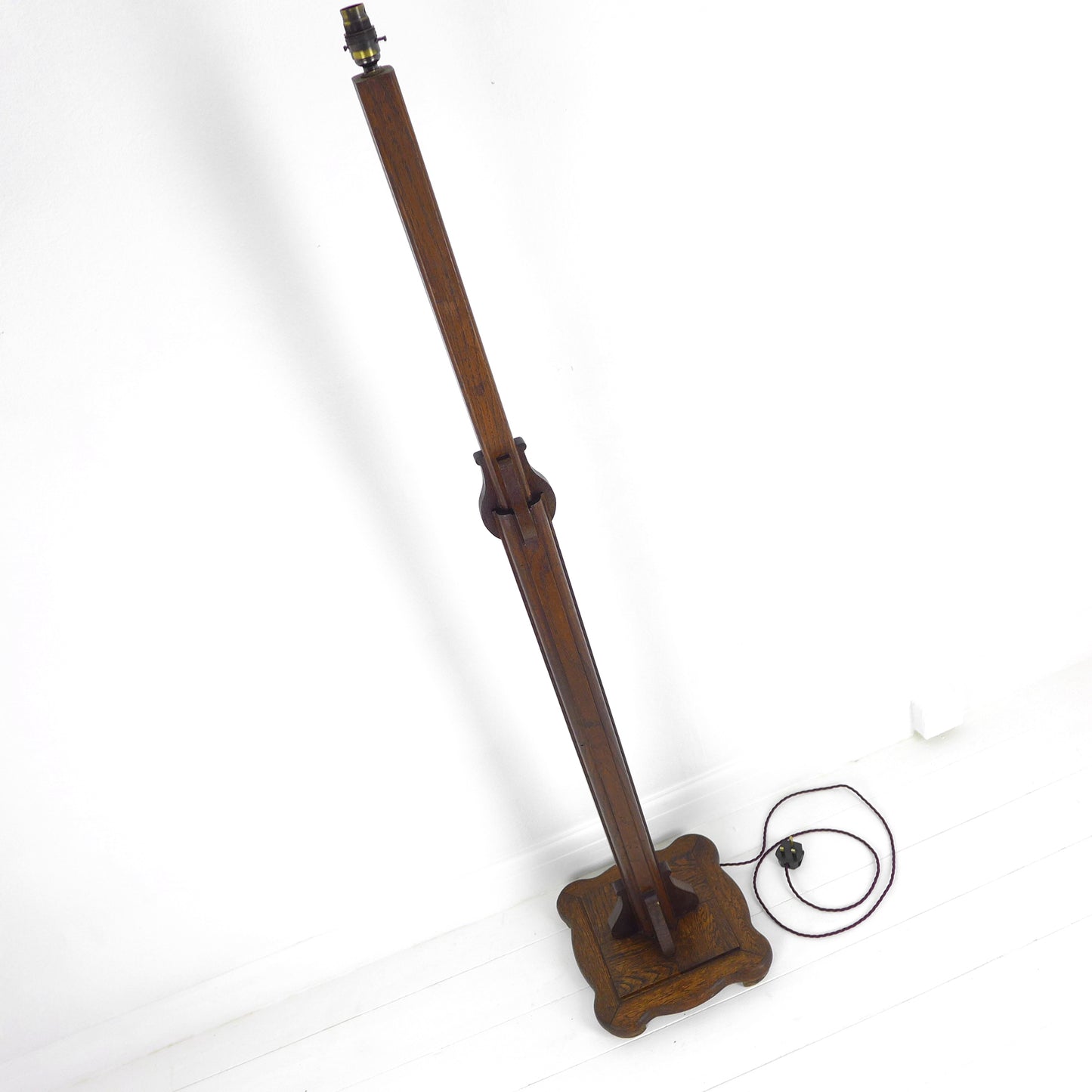 Refurbished Arts & Crafts / Art Nouveau Oak Floor Lamp / Standard Lamp Base