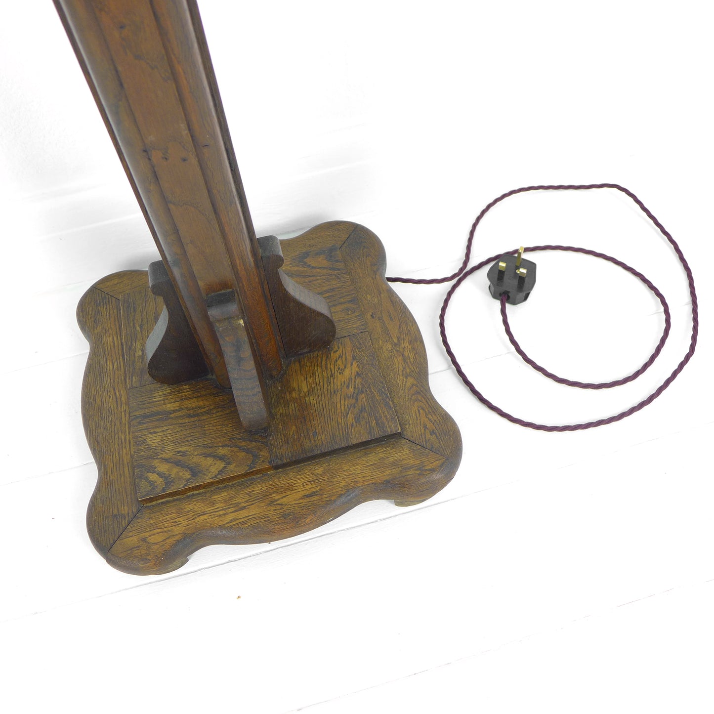 Refurbished Arts & Crafts / Art Nouveau Oak Floor Lamp / Standard Lamp Base