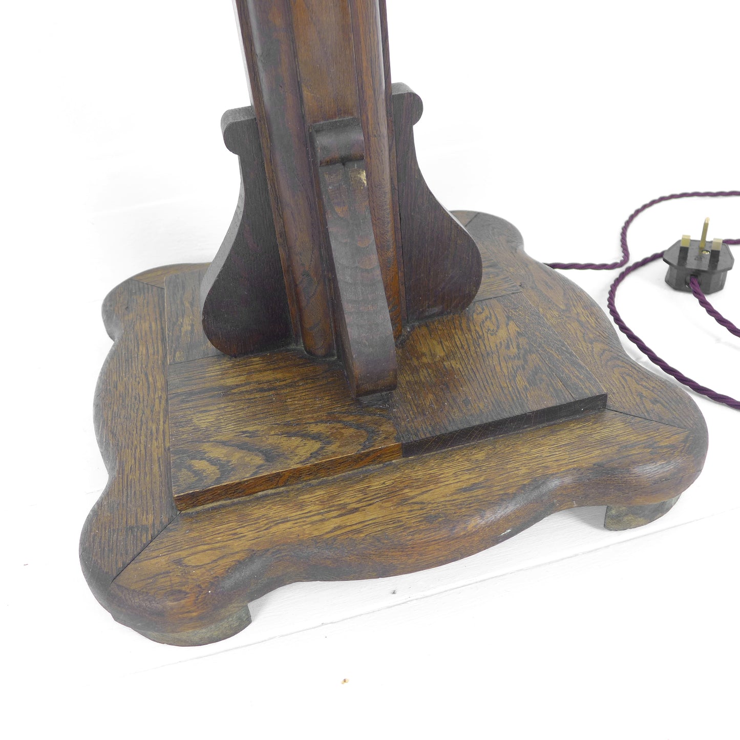 Refurbished Arts & Crafts / Art Nouveau Oak Floor Lamp / Standard Lamp Base