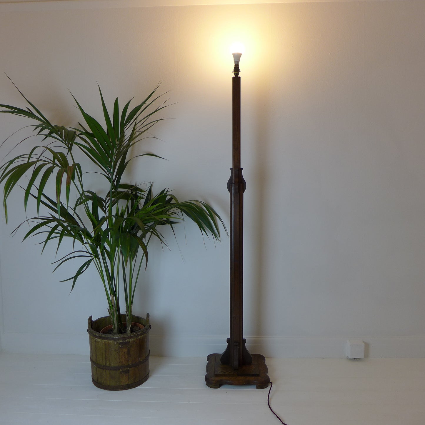 Refurbished Arts & Crafts / Art Nouveau Oak Floor Lamp / Standard Lamp Base
