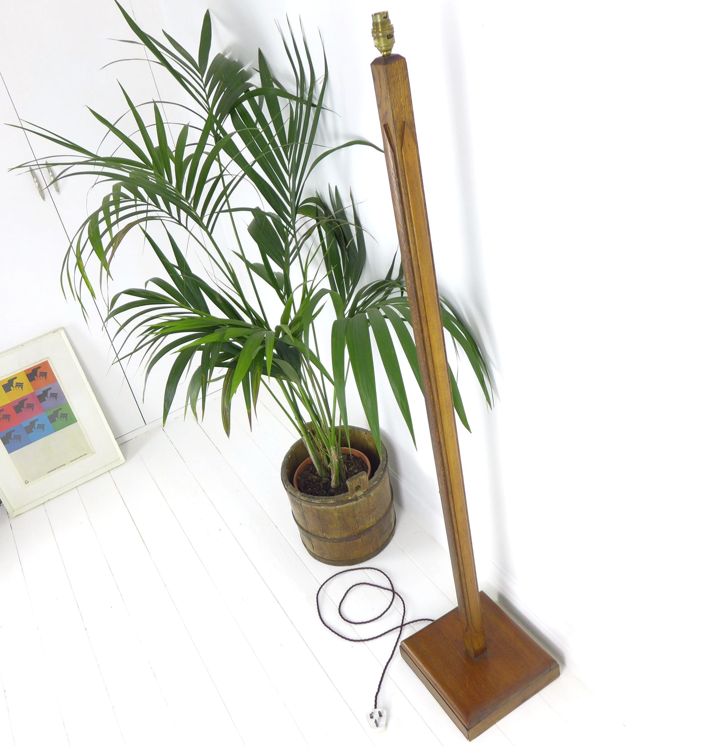 Refurbished Art Deco Floor Lamp / Standard Lamp Base Wood