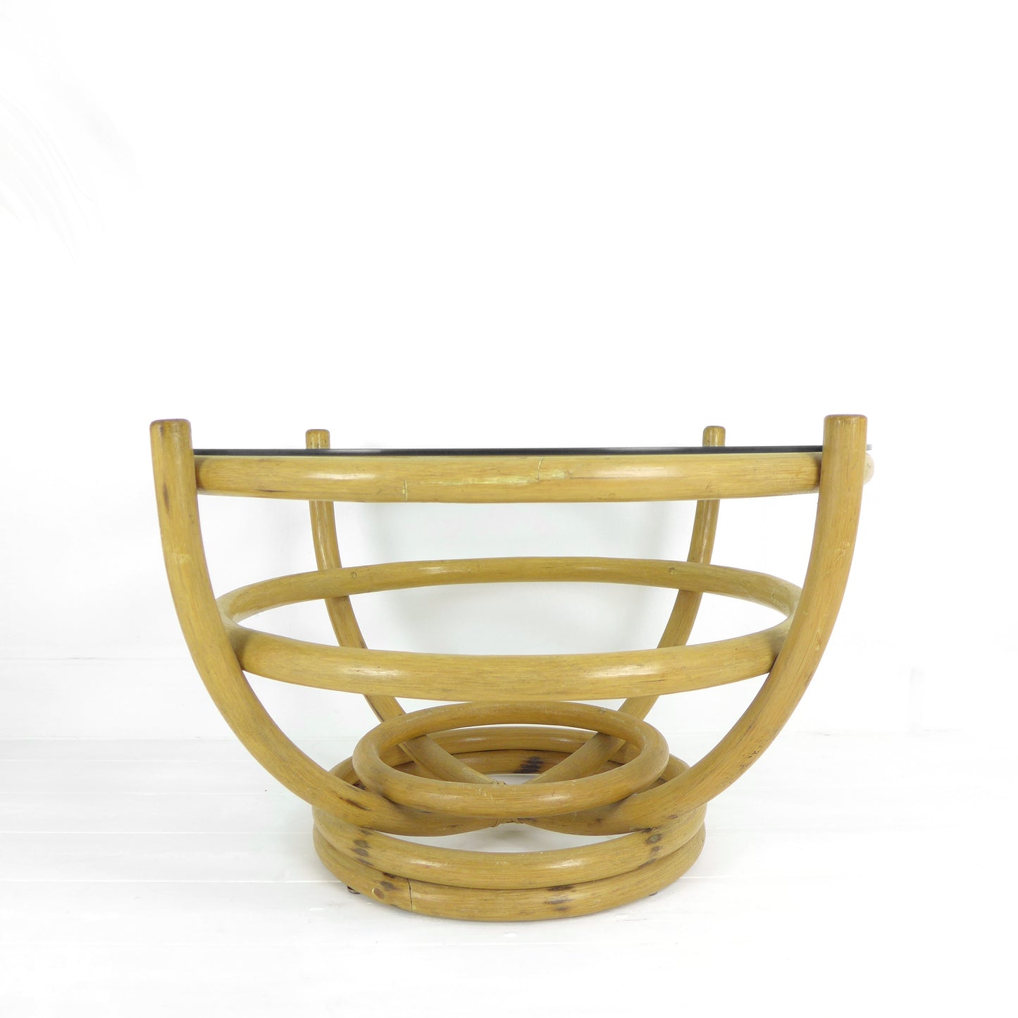 Mid Century Bamboo & Glass Coffee Table by Angraves