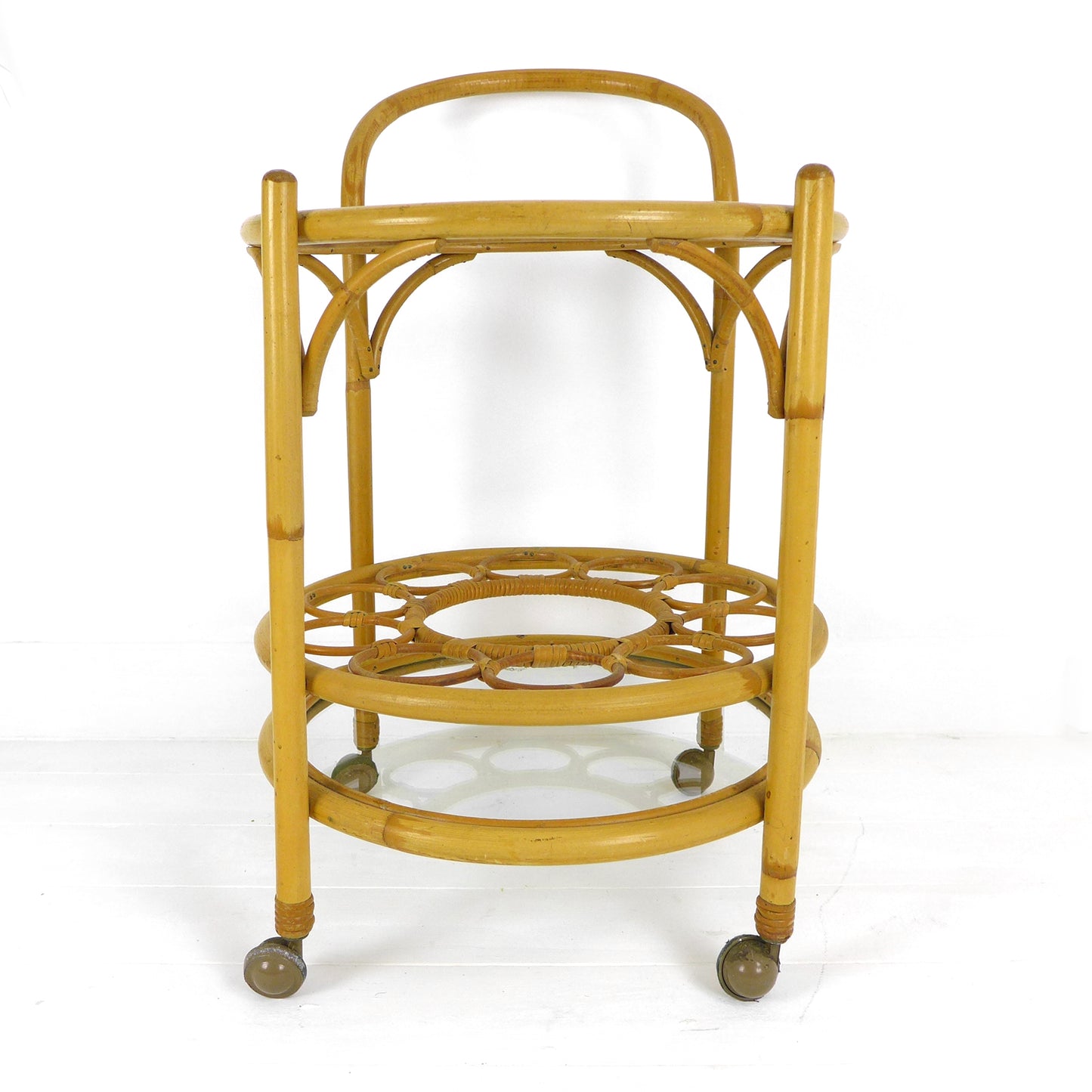 Mid Century Bamboo Drinks Trolley / Bar Cart by Angraves