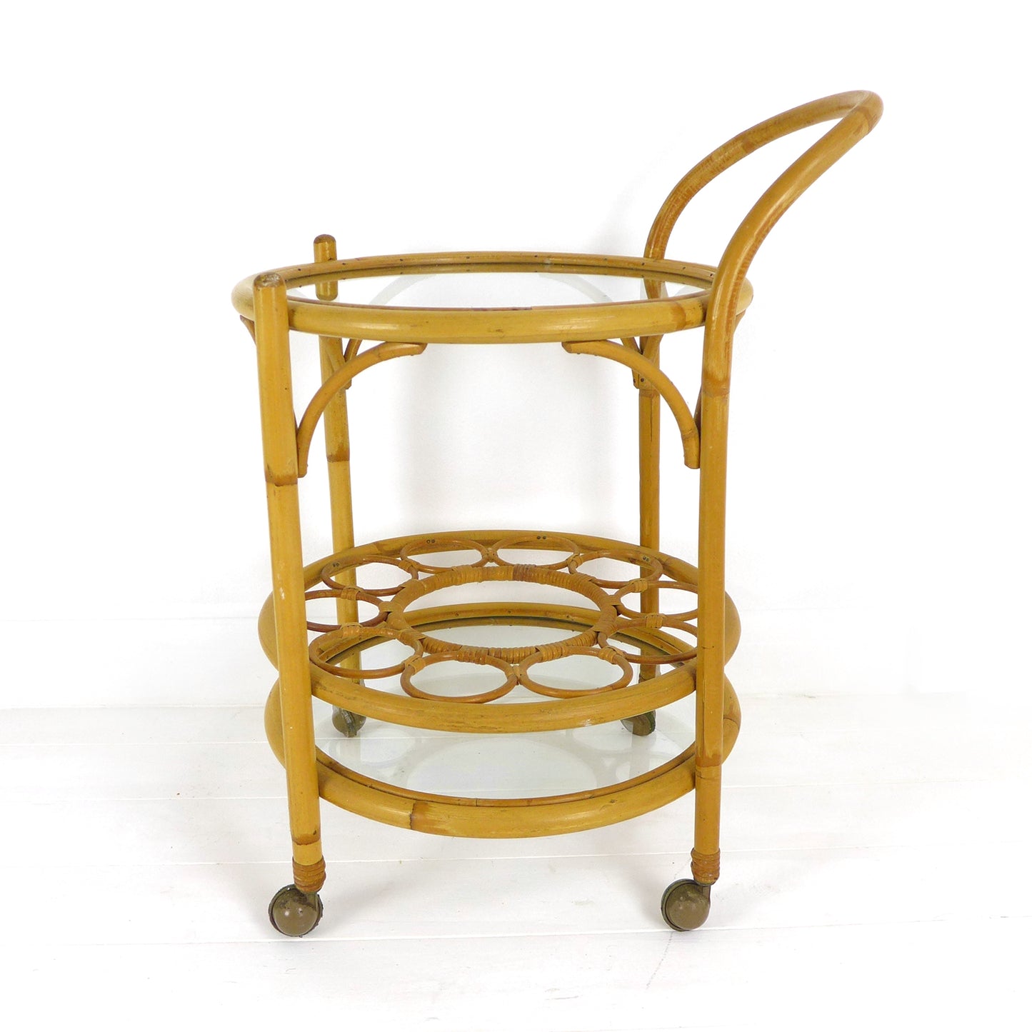 Mid Century Bamboo Drinks Trolley / Bar Cart by Angraves