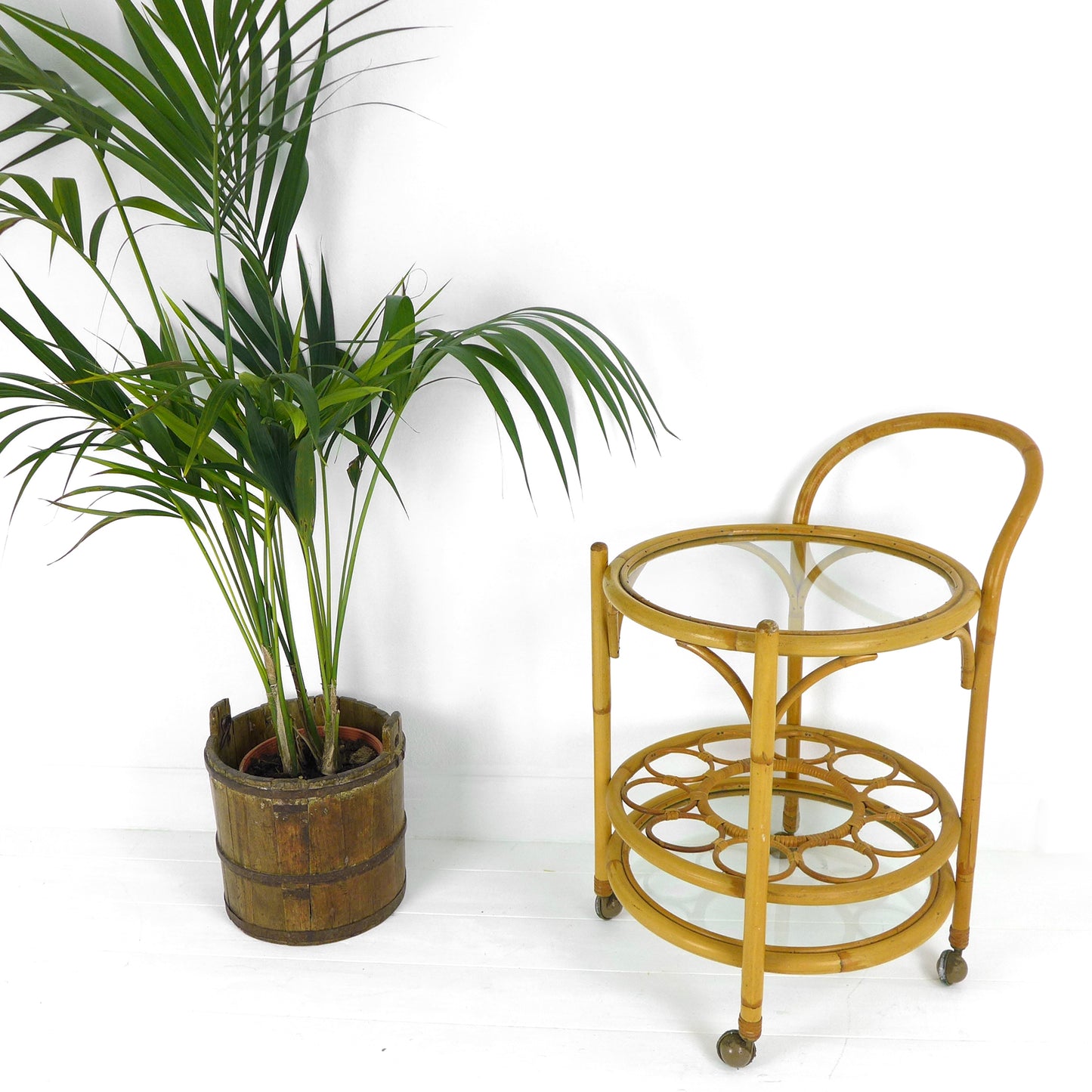 Mid Century Bamboo Drinks Trolley / Bar Cart by Angraves