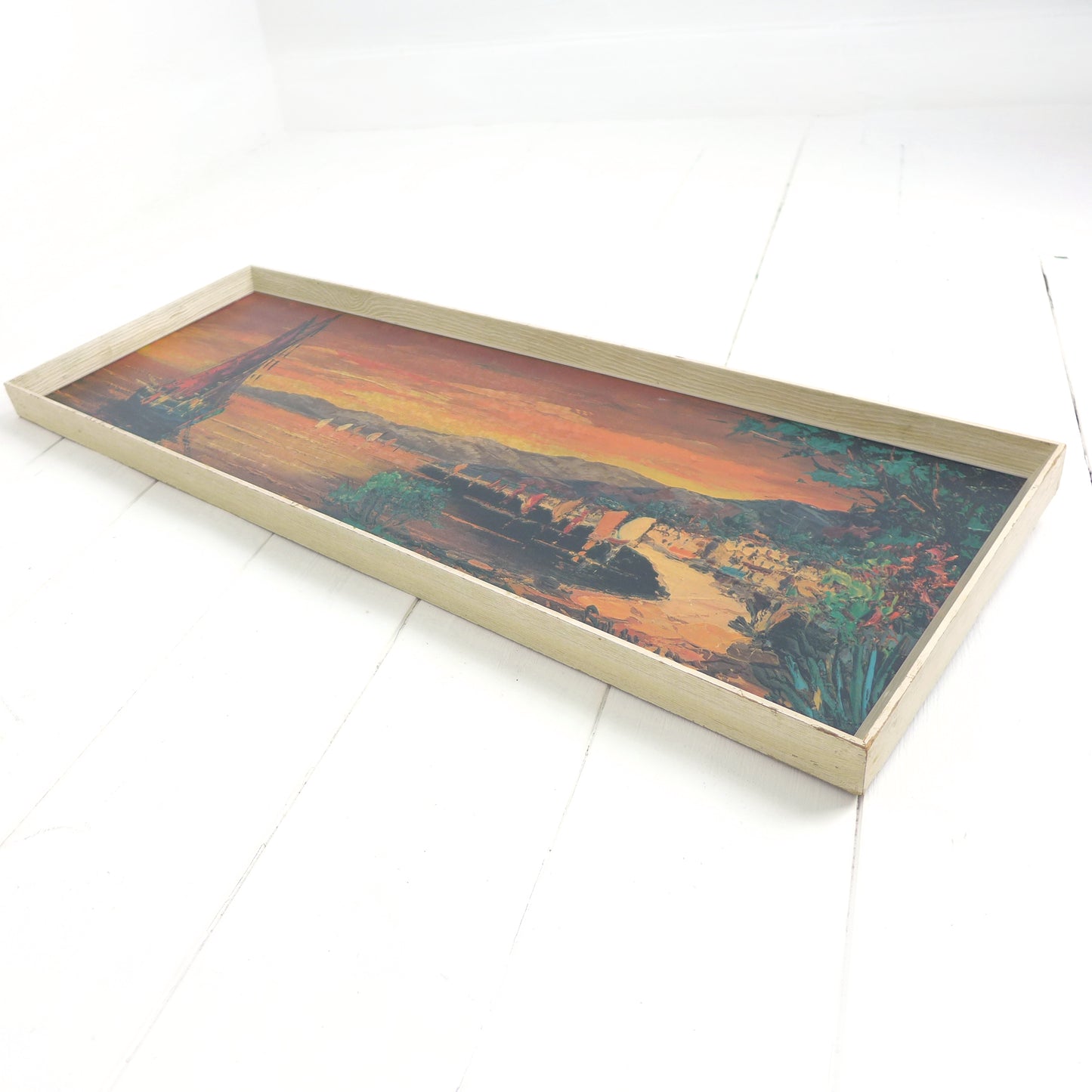 Mid Century Print 1960's Boats/Coastal Sunset Scene