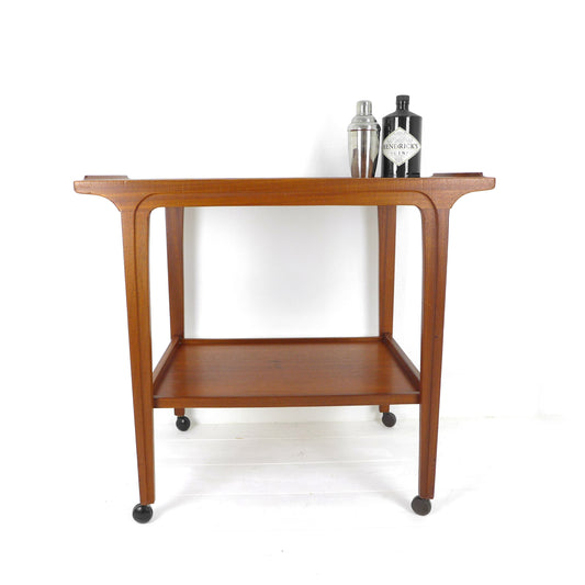Mid Century Teak Drinks Trolley / Bar Cart / Record Player Stand Table